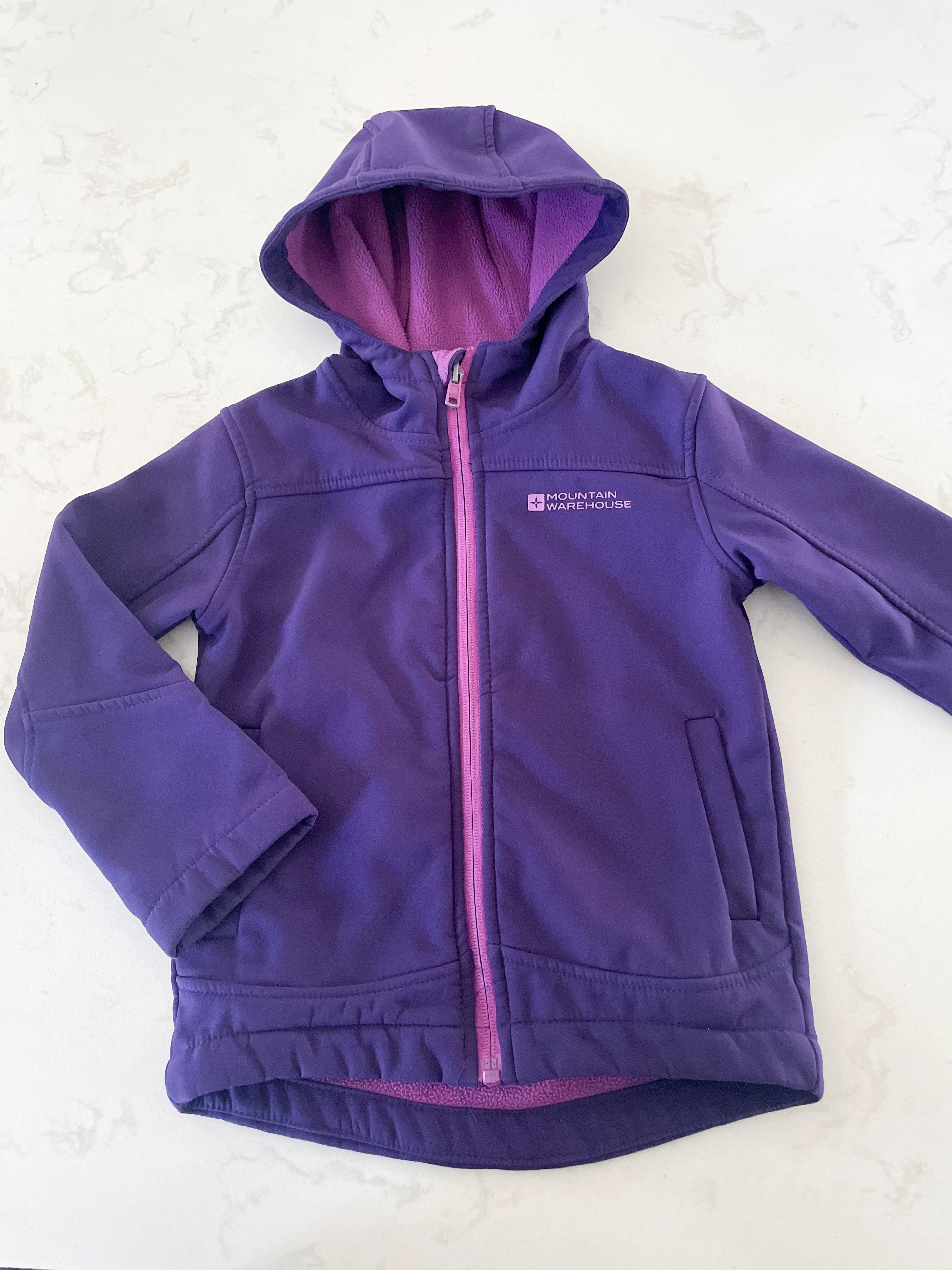 Mountain Warehouse- fits 4-5Y-GUC- soft shell dark purple jacket