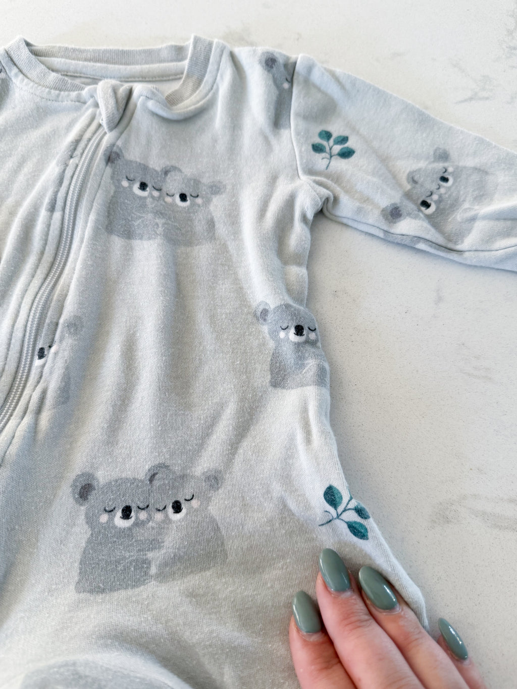 Zippy Jamz- 3-6m- GUC- grey koala zip up jammies