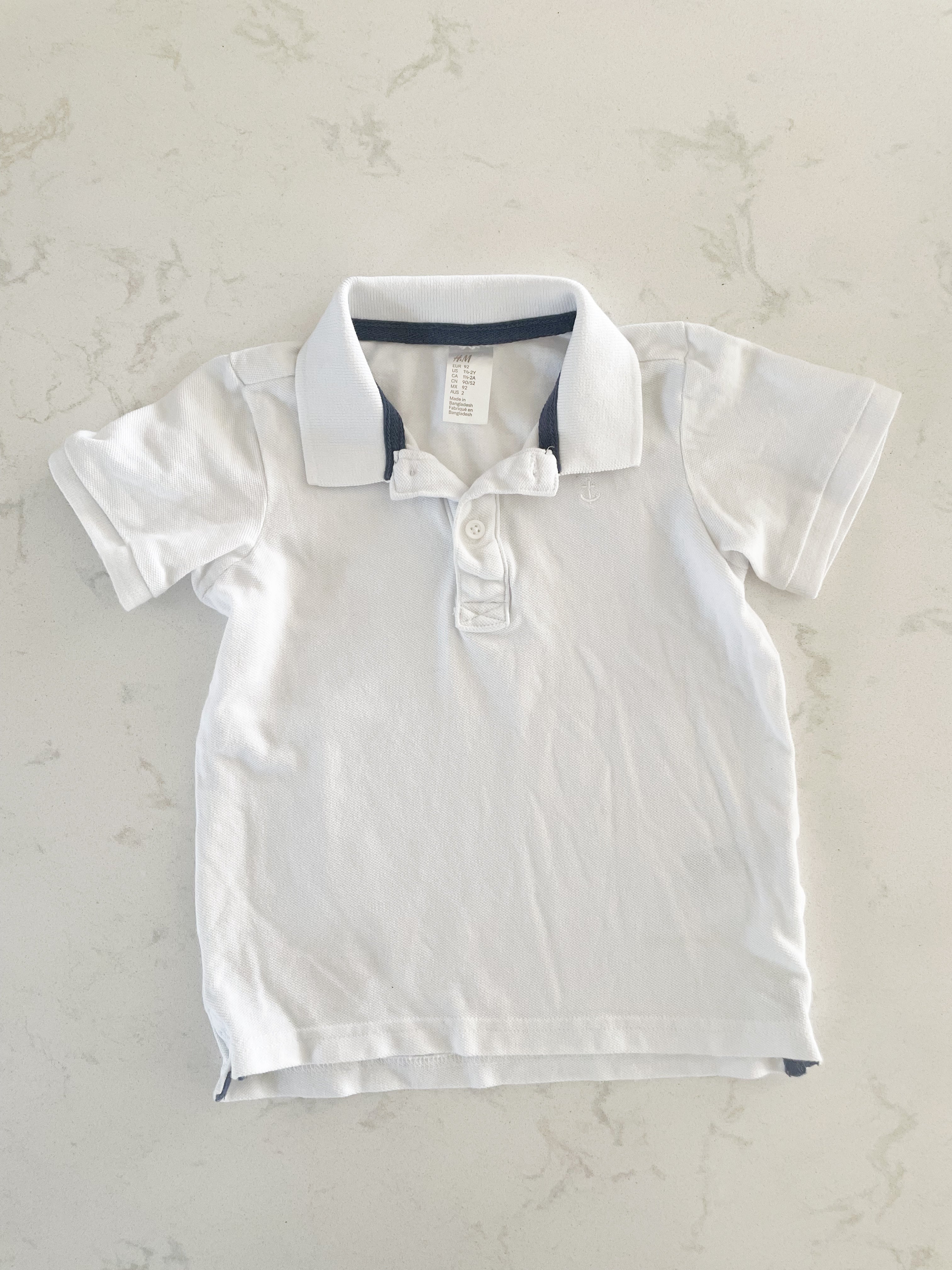 H&M-18-24m-GUC- white polo