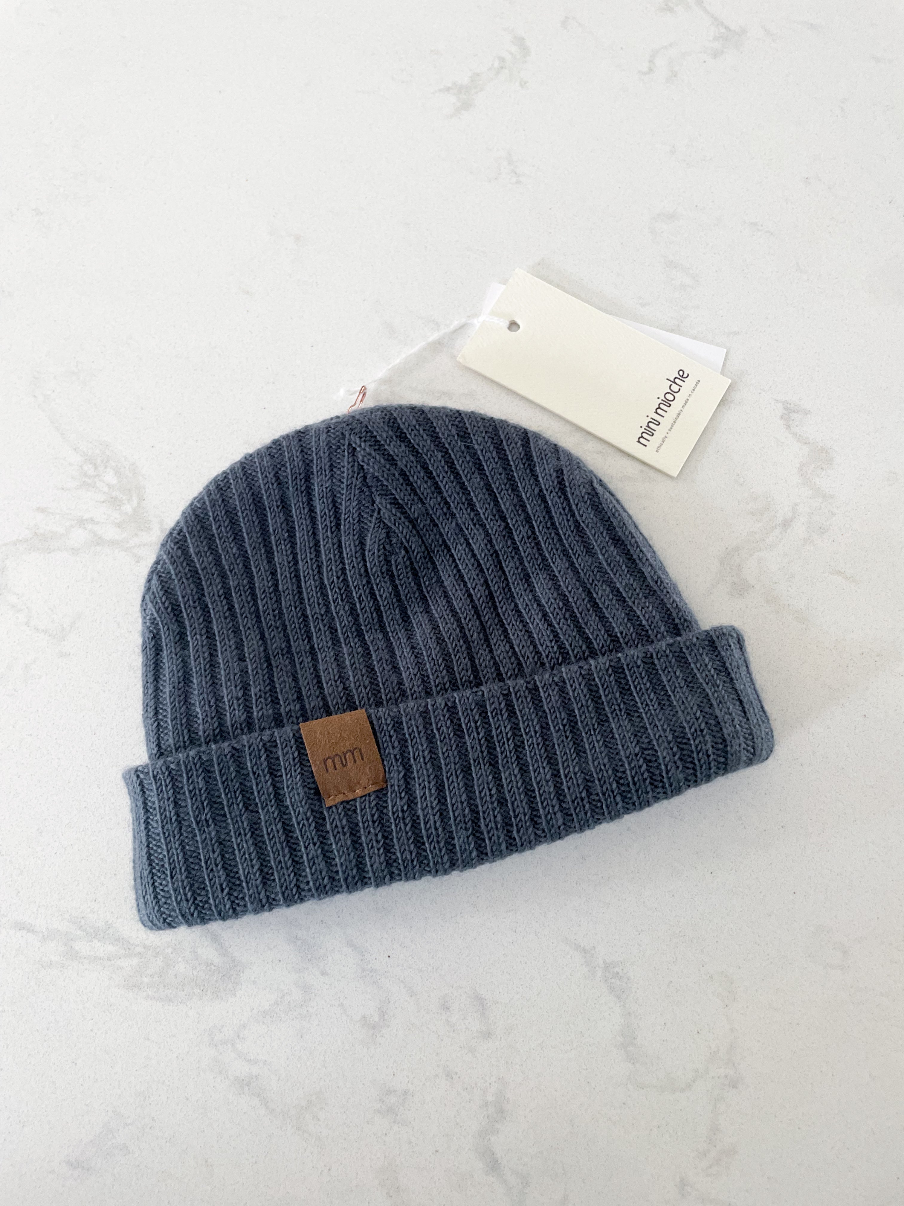 Mini Mioche-fits 6m-BNWT-grey knit fleece lined hat