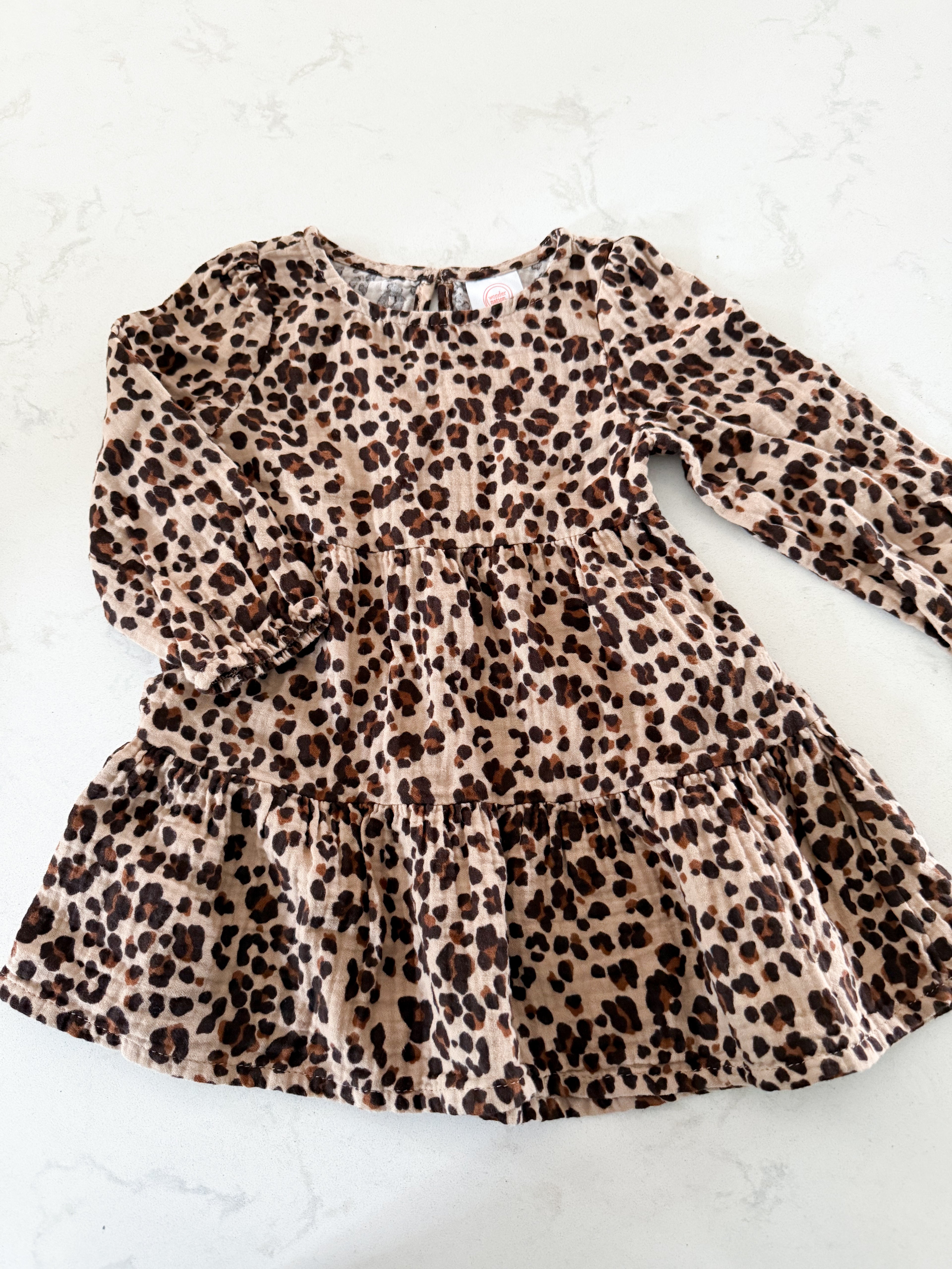 Wonder Nation- 12-18m- VGUC- cheetah print muslin dress