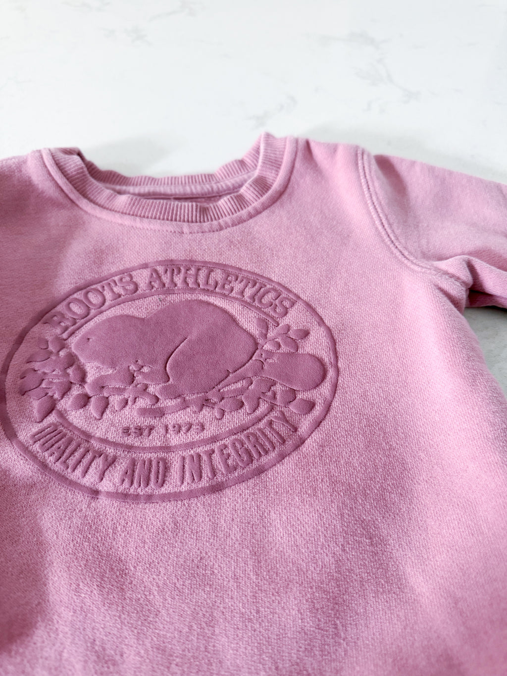 Roots- 18-24m- PLAY- dusty purple crewneck with roots logo