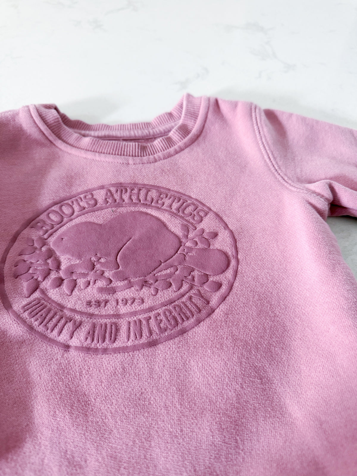 Roots- 18-24m- PLAY- dusty purple crewneck with roots logo