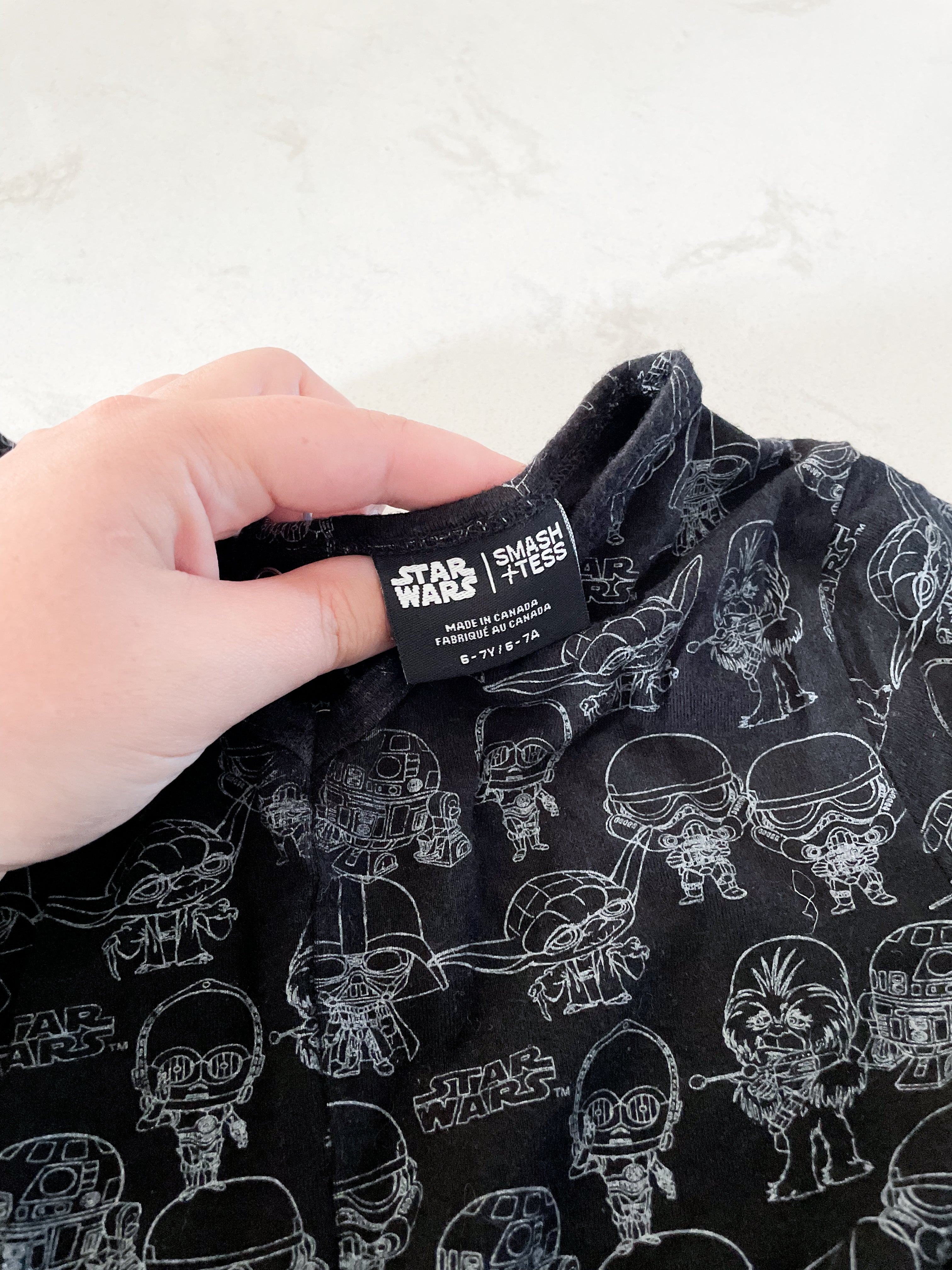 Smash+Tess- 6-7Y- GUC- black bamboo Star Wars romper