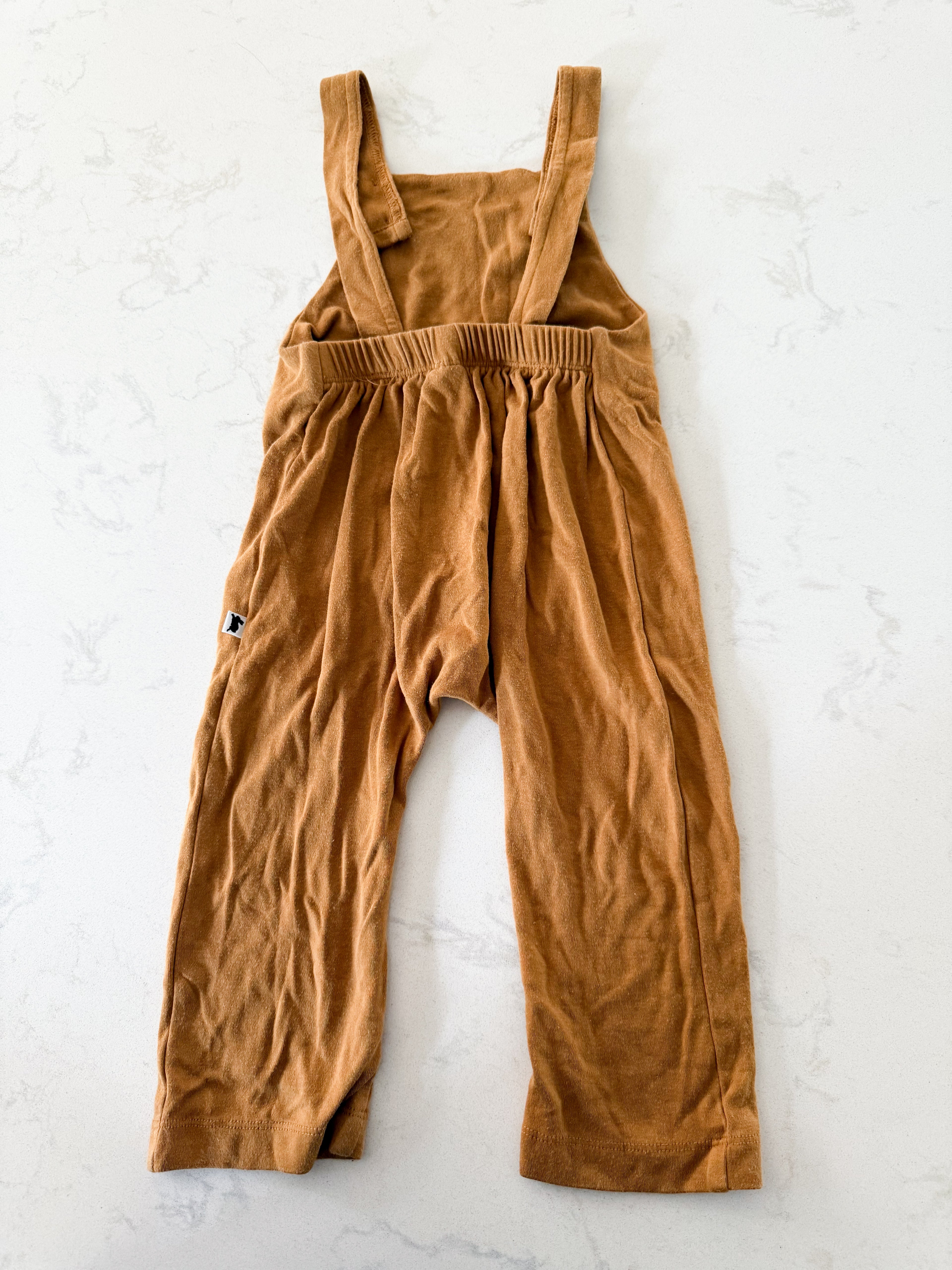Little and Lively- 6-12m- GUC- bamboo brown cloth overalls