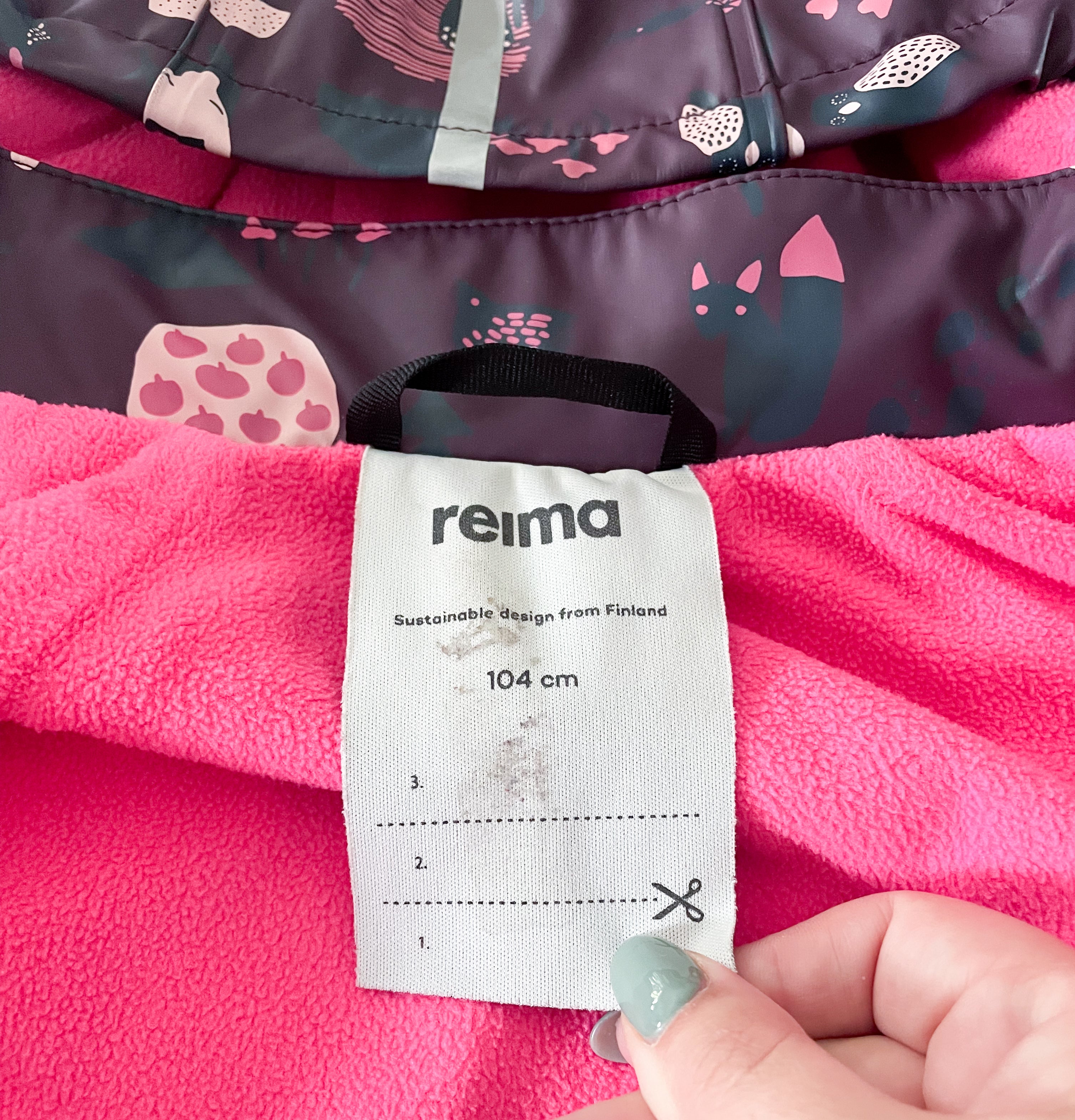 Reima-4-5T-VGUC-dark purple fleece lined rain coat