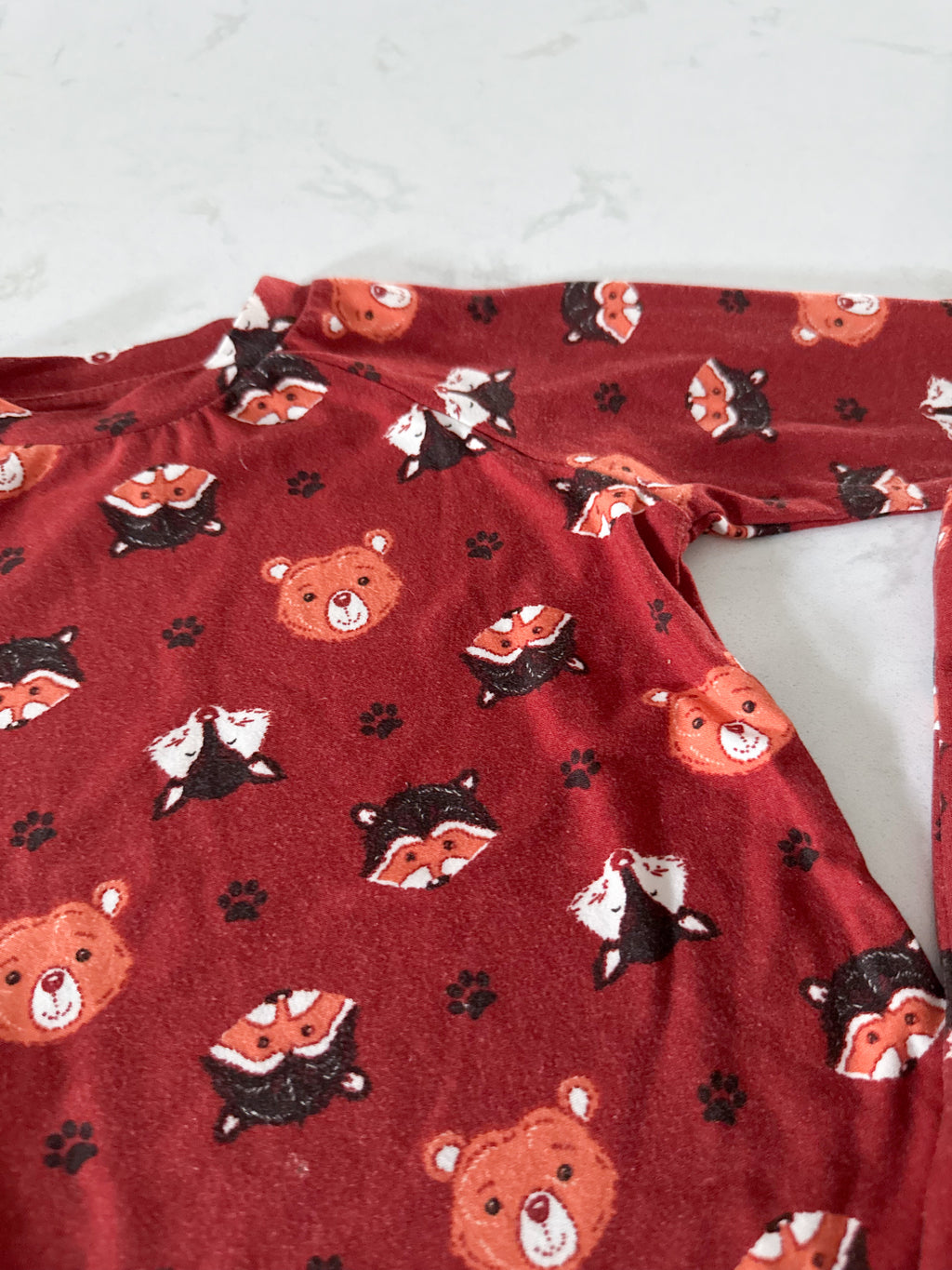 Monkey Bars- 18m- GUC- rusty red pajamas with woodland creatures