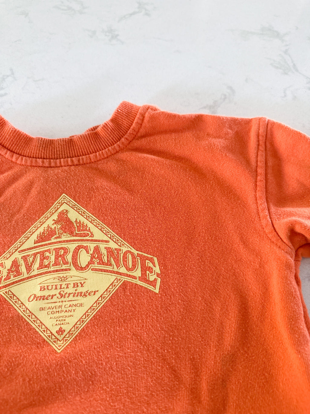 Roots- 18-24m- PLAY- orange crewneck with yellow logo