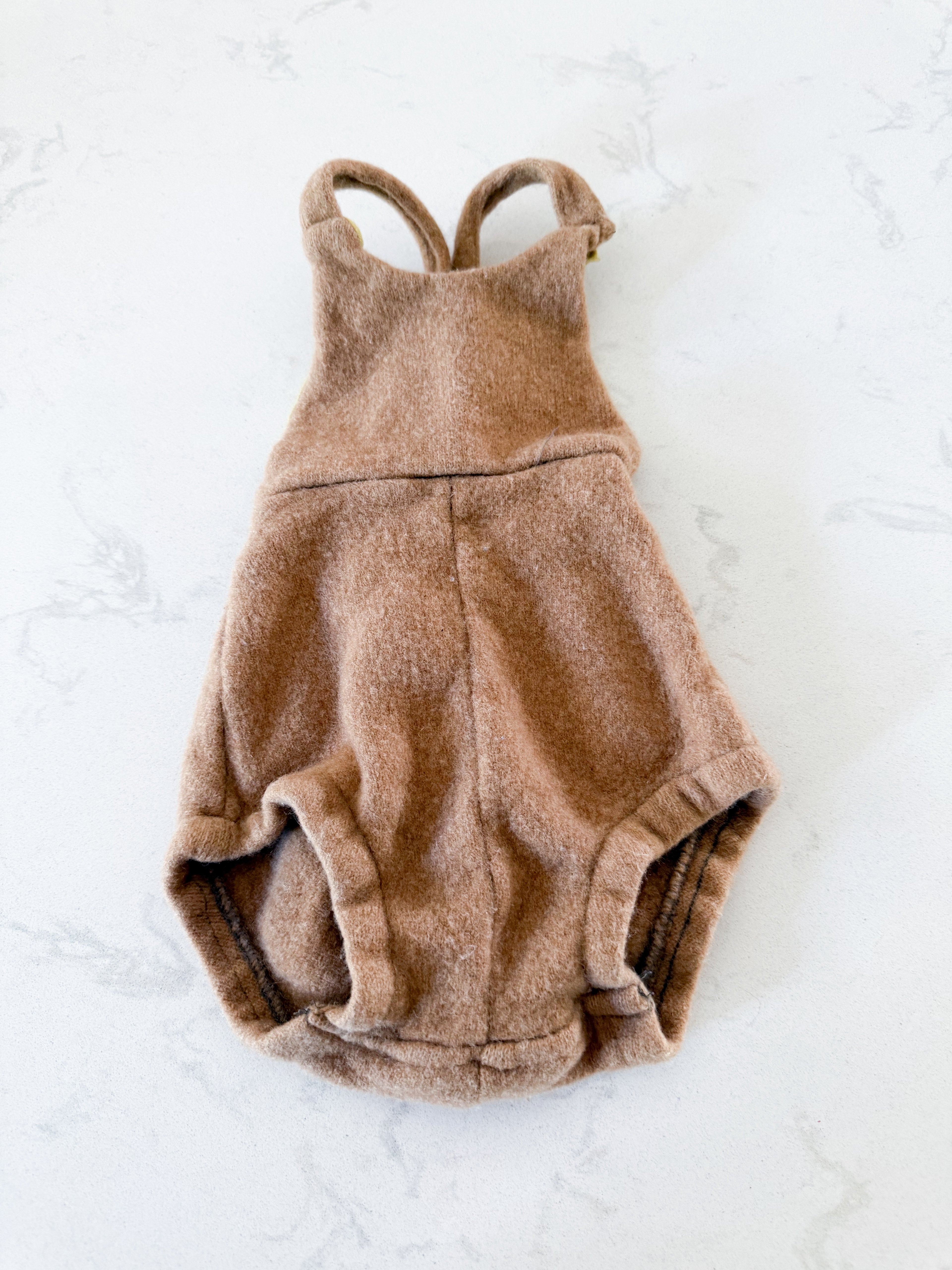 Nooks Design- no size (3-6m)- GUC- brown wool halter romper with adjustable button