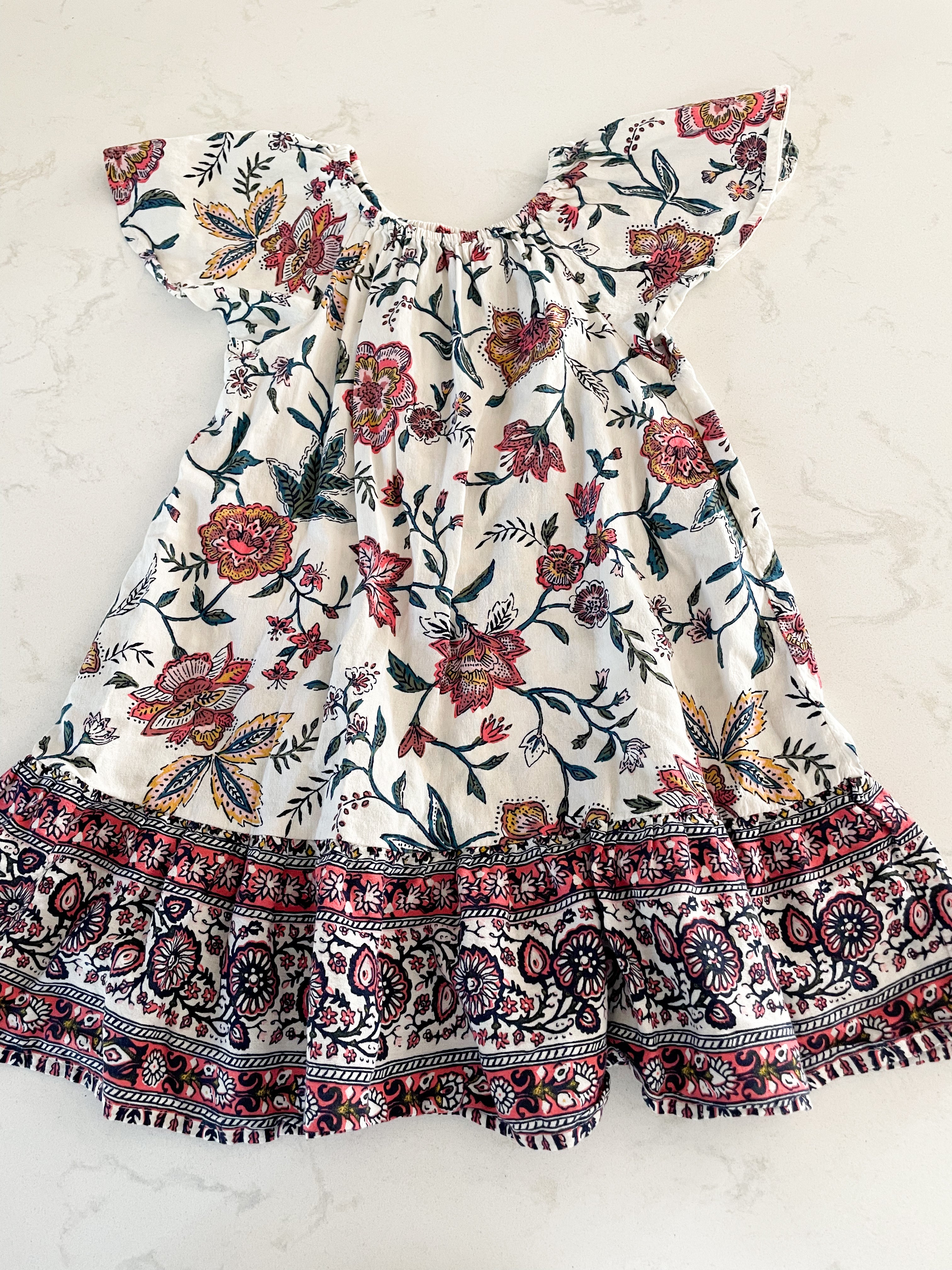 Old Navy-4T-VGUC- white dress with floral pattern