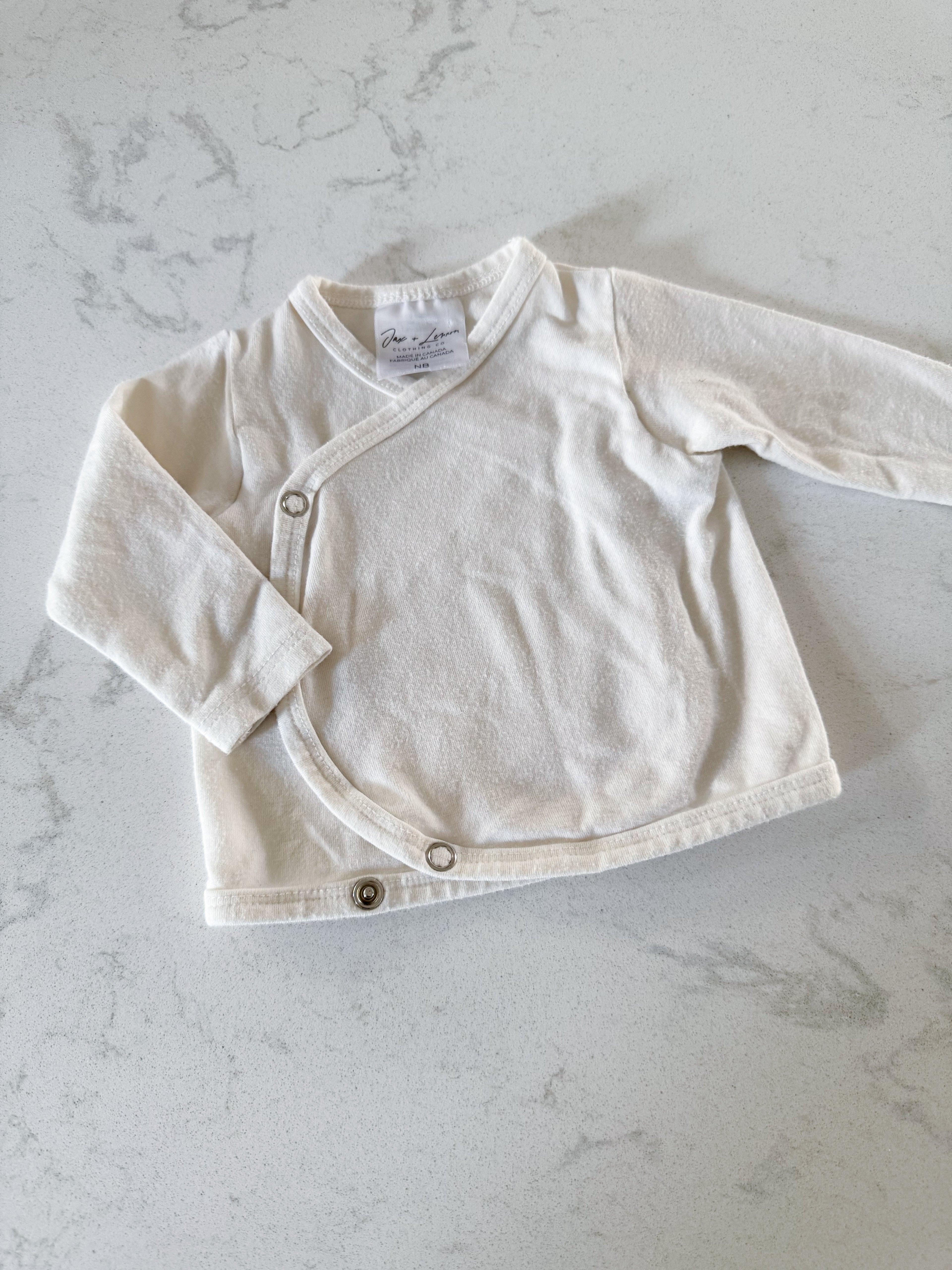 Jax and Lennon- newborn- GUC- cream wrap shirt long sleeve