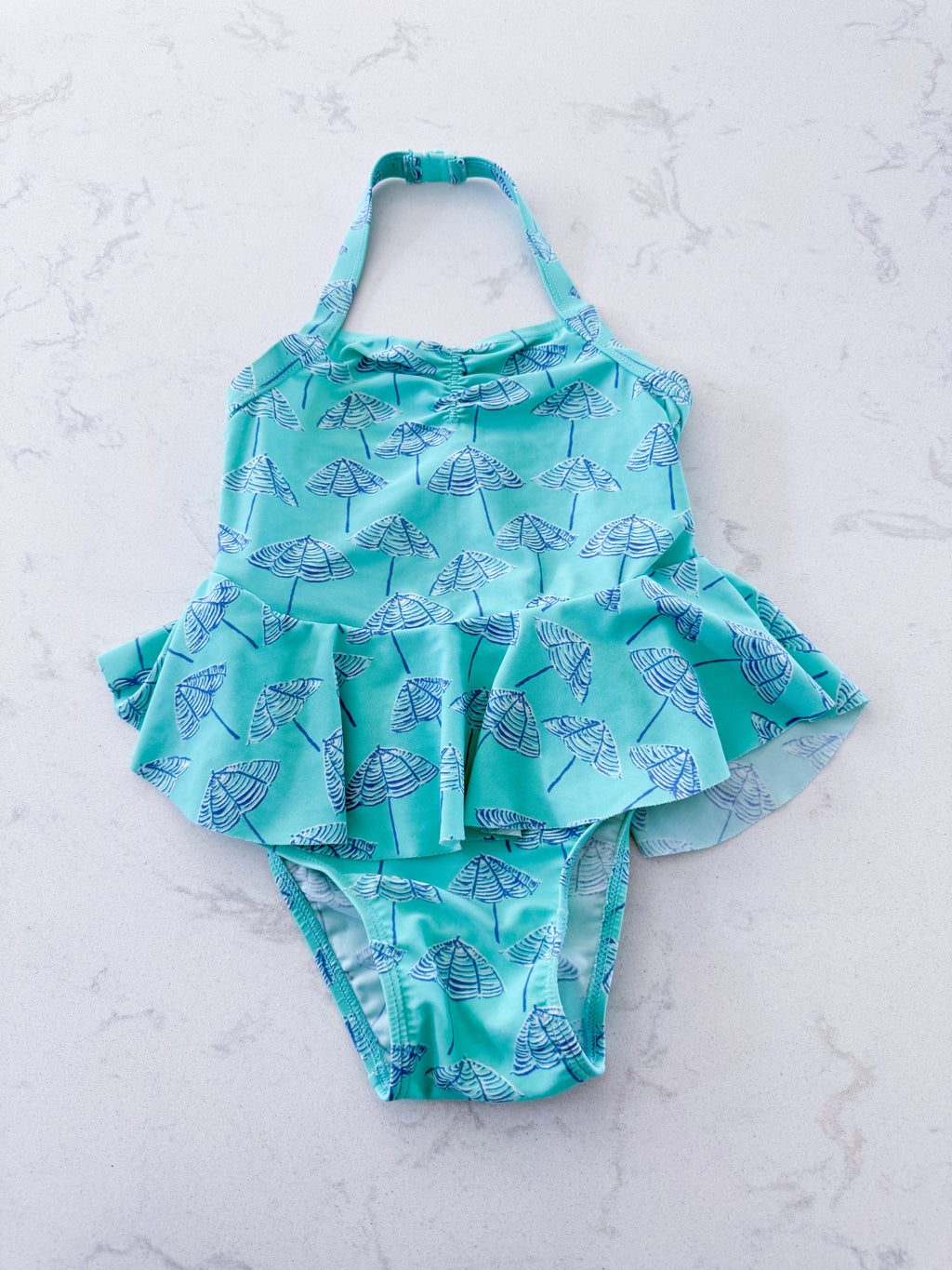 Old Navy- 3T- VGUC- halter bathing suit with beach umbrella pattern