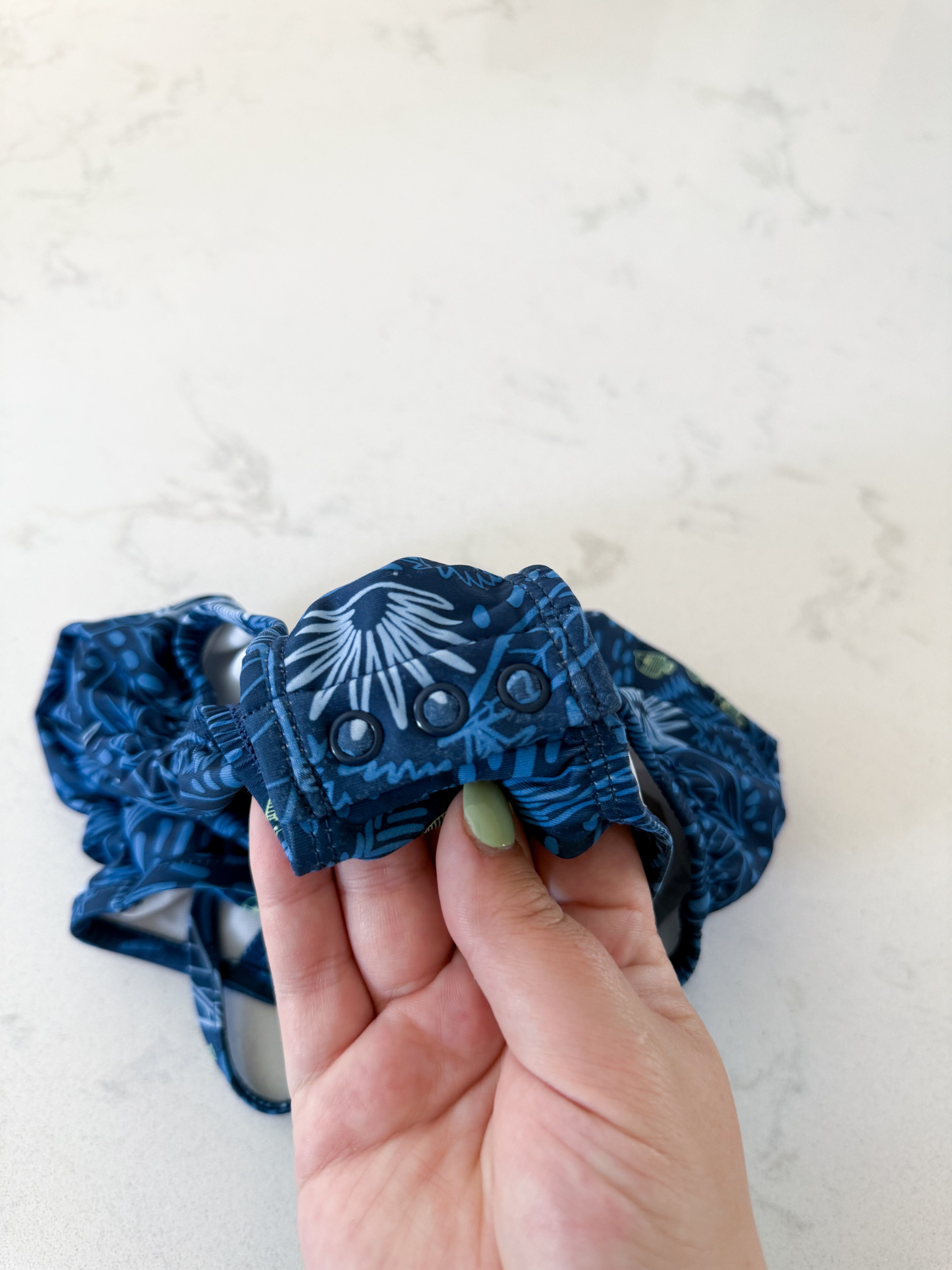 Carters- 6-9m- VGUC- dark blue tank swimsuit with sea life