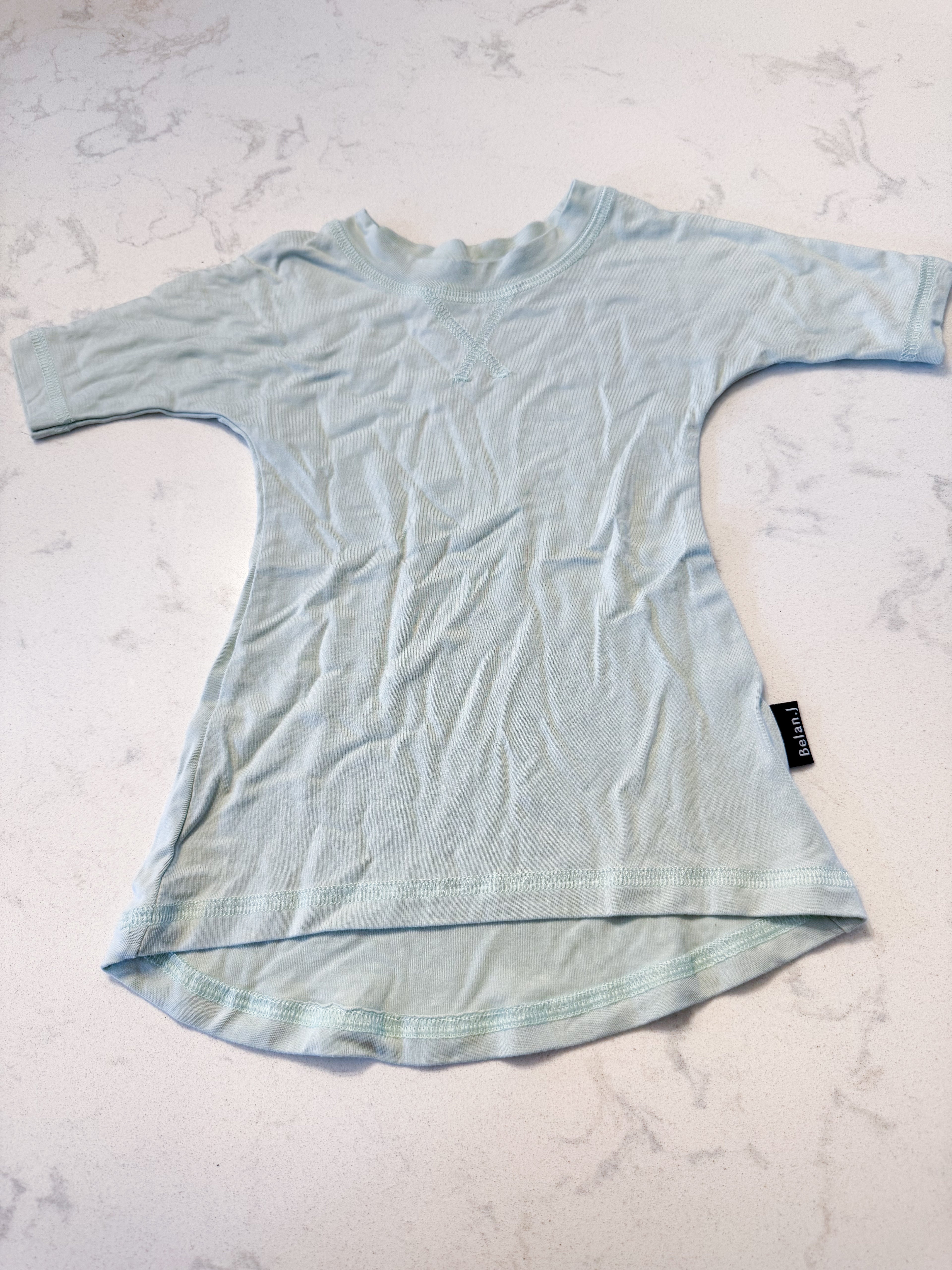 Belan J.- 0-3m- VGUC- bright mint green bamboo tunic dress