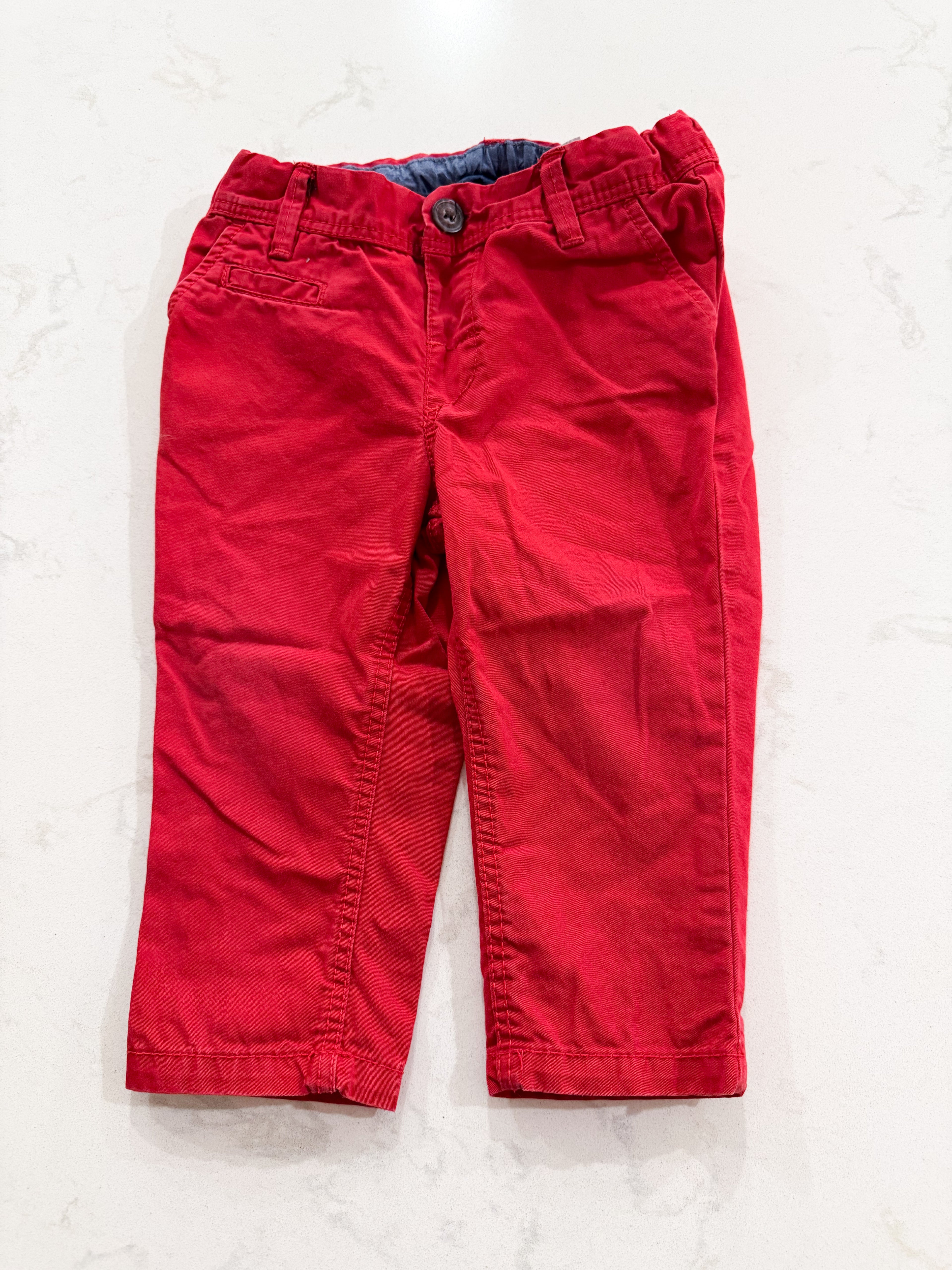 H&M- 6-9m- GUC- red khaki pants