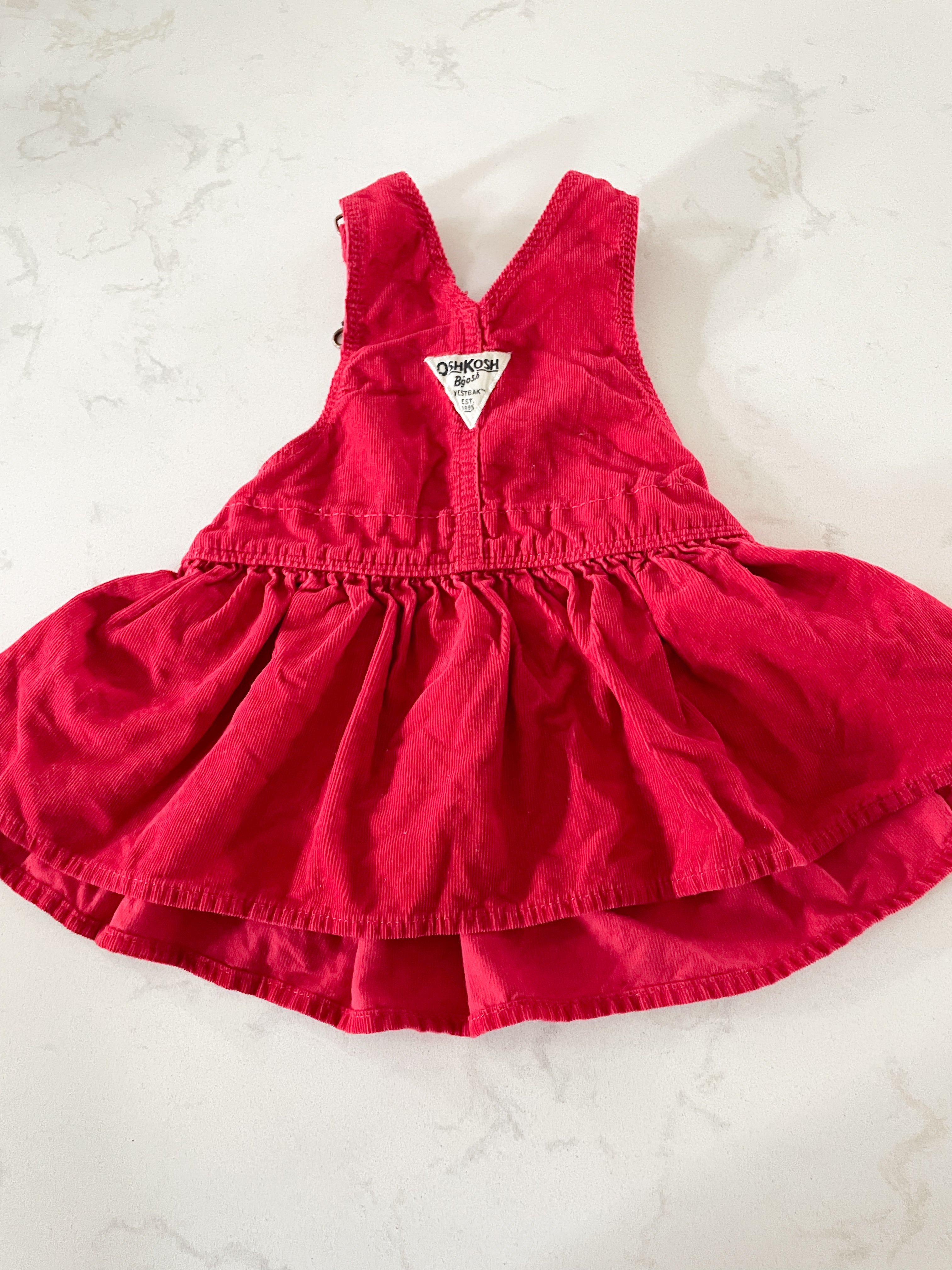 Oshkosh- 12 months- corduroy red overall dress
