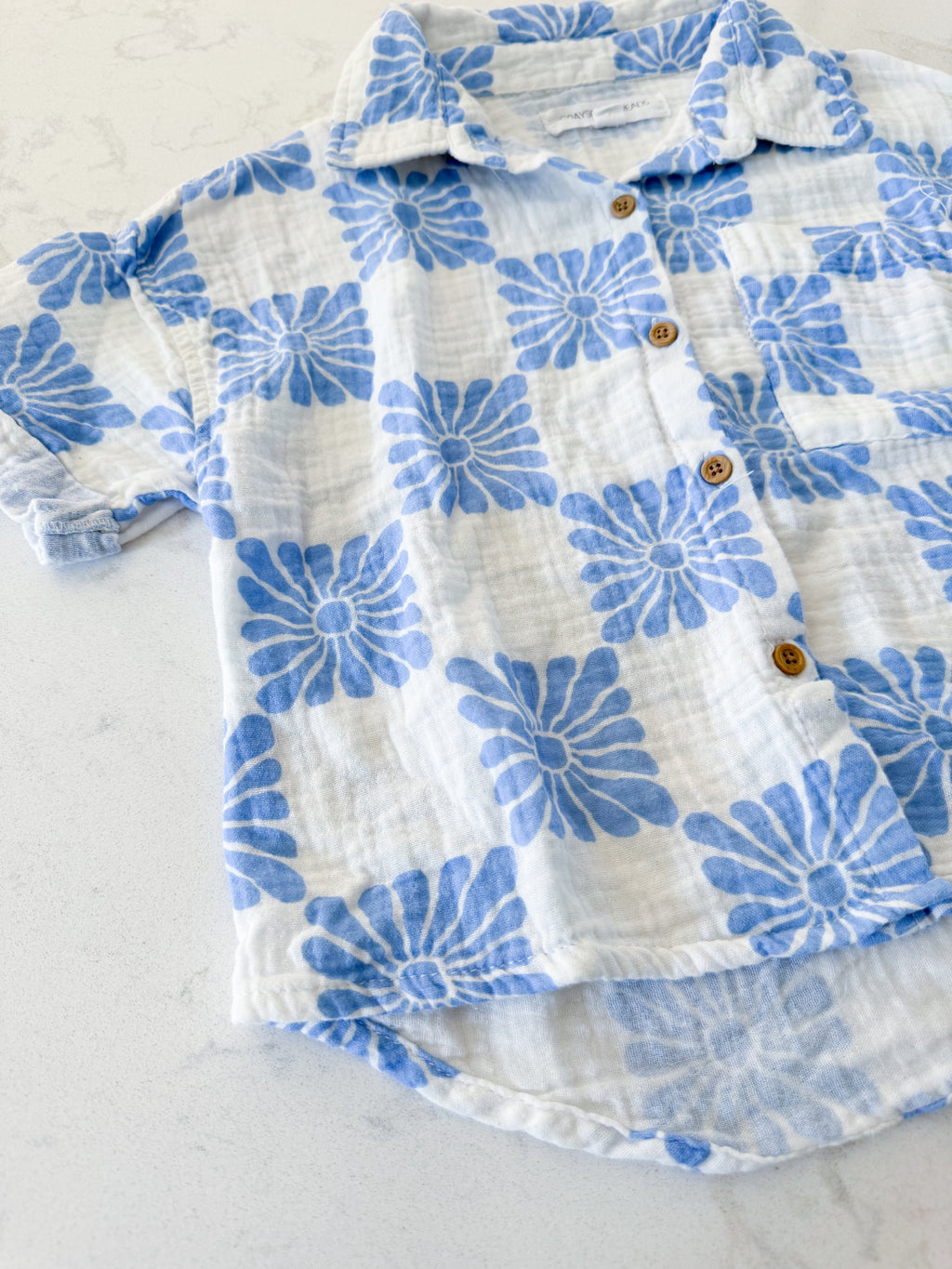Grayson/ Threads Kids- 8Y- VGUC- white and blue checkered button up shirt