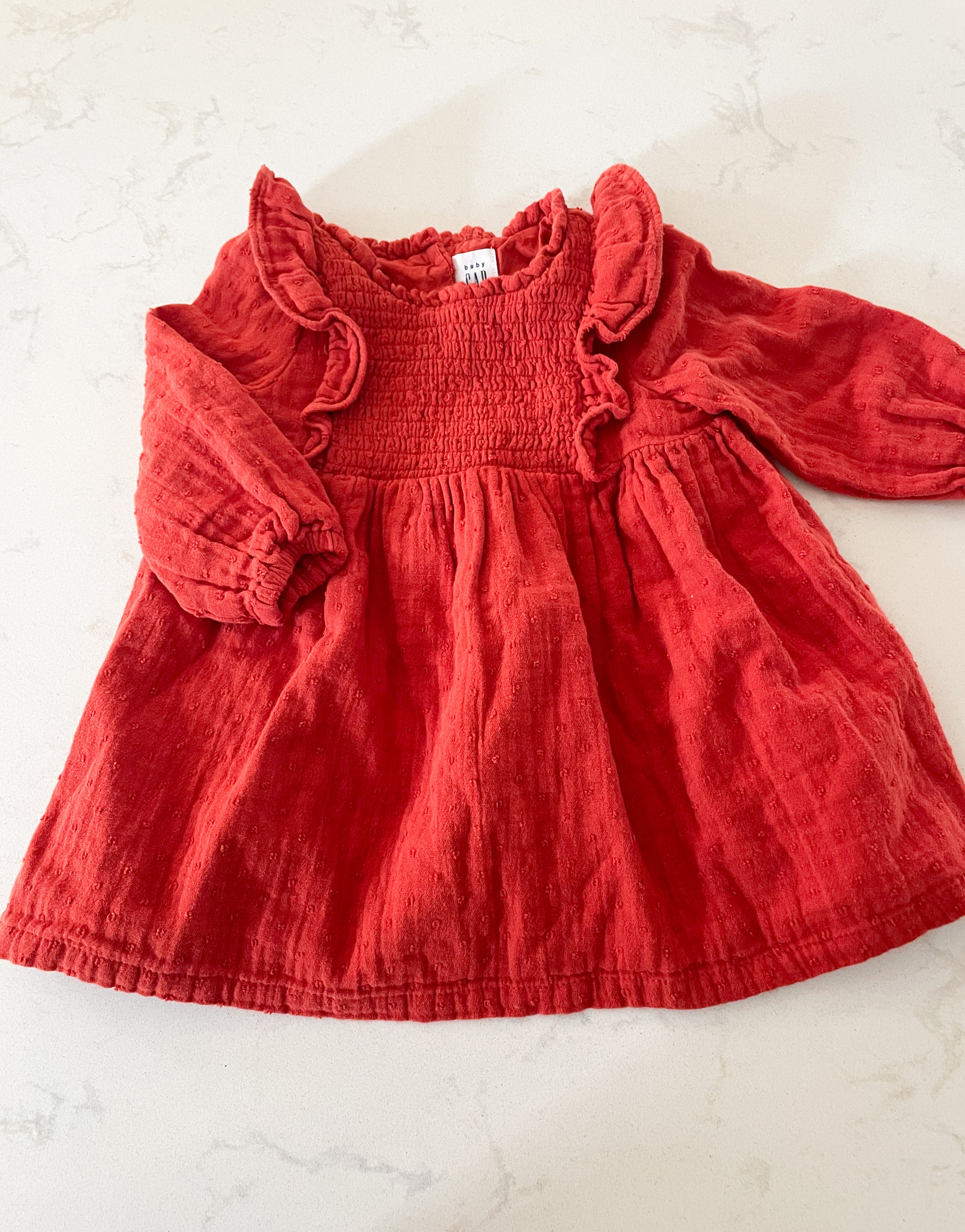 Gap-6-12m-GUC- dark orange ruffle dress