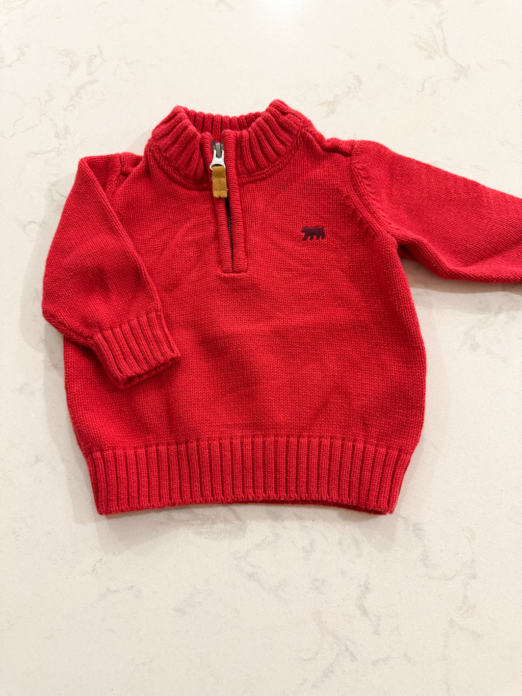 Carter’s- 3m- VGUC- red knit quarter zip sweater