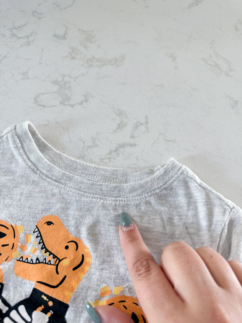 Old Navy- 3T- PLAY- light grey long sleeve shirt with Halloween Dino graphic