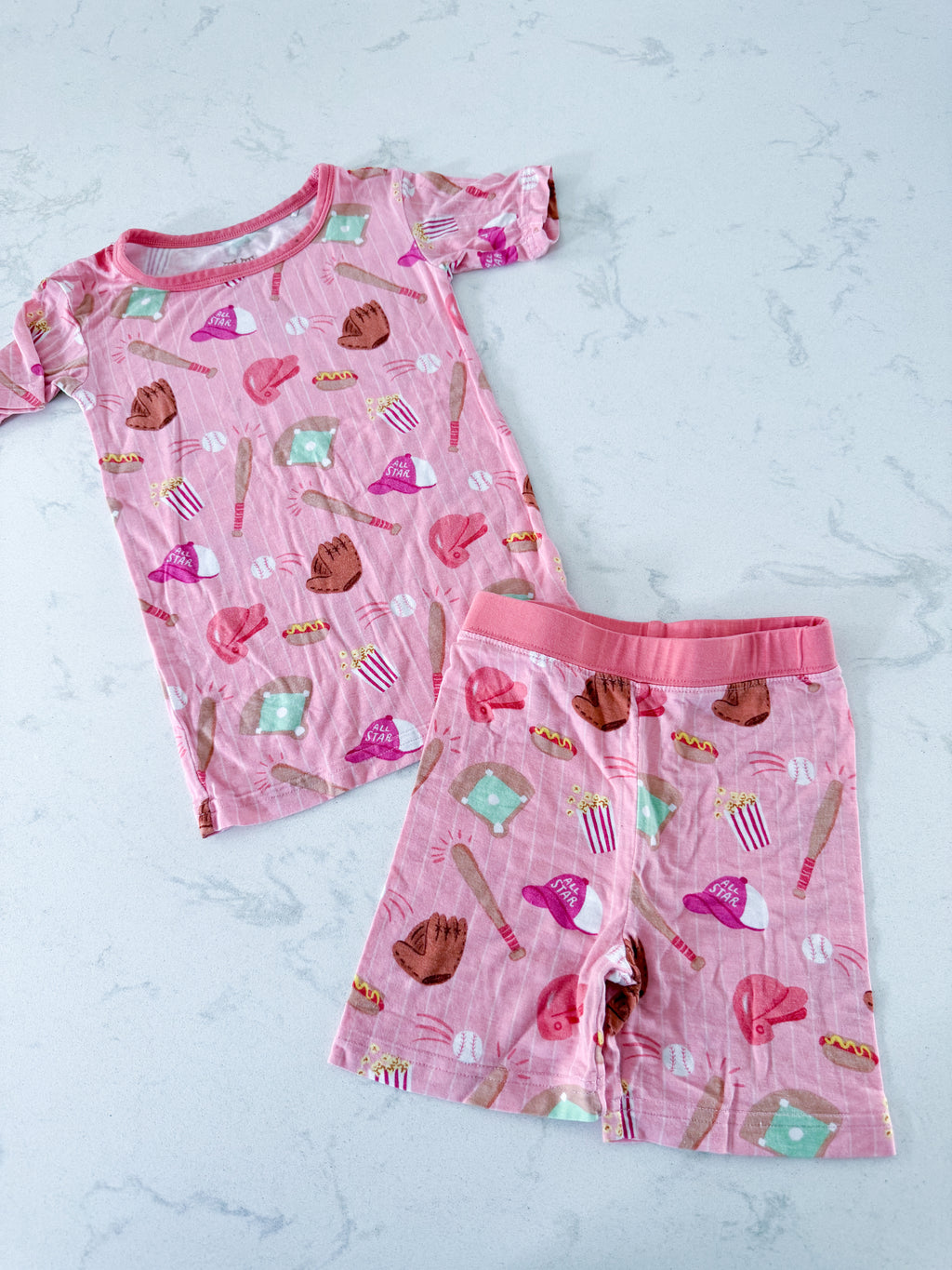 Little Sleepies- 3T- PLAY- pink two piece bamboo Jammies with sports graphics
