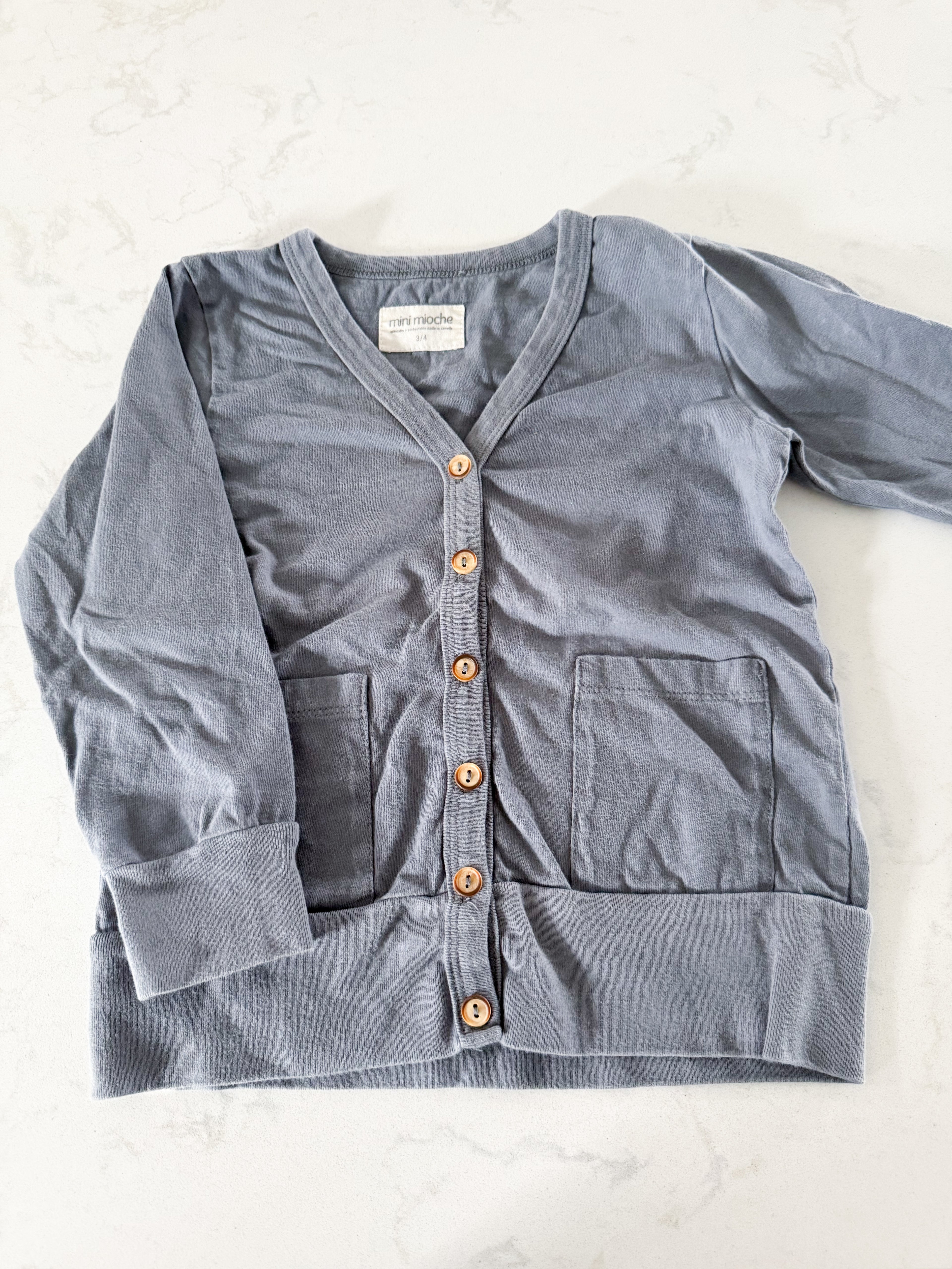 Mini Mioche- 3-4Y- GUC- grey button up cardigan
