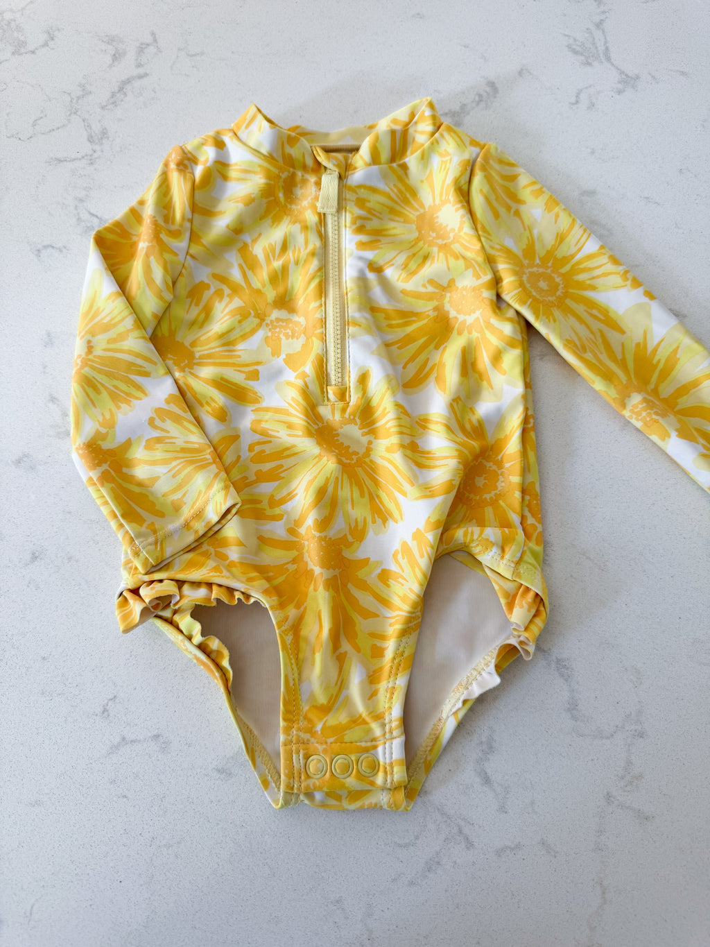 Carters- 9m- VGUC- yellow floral one pierce swim suit