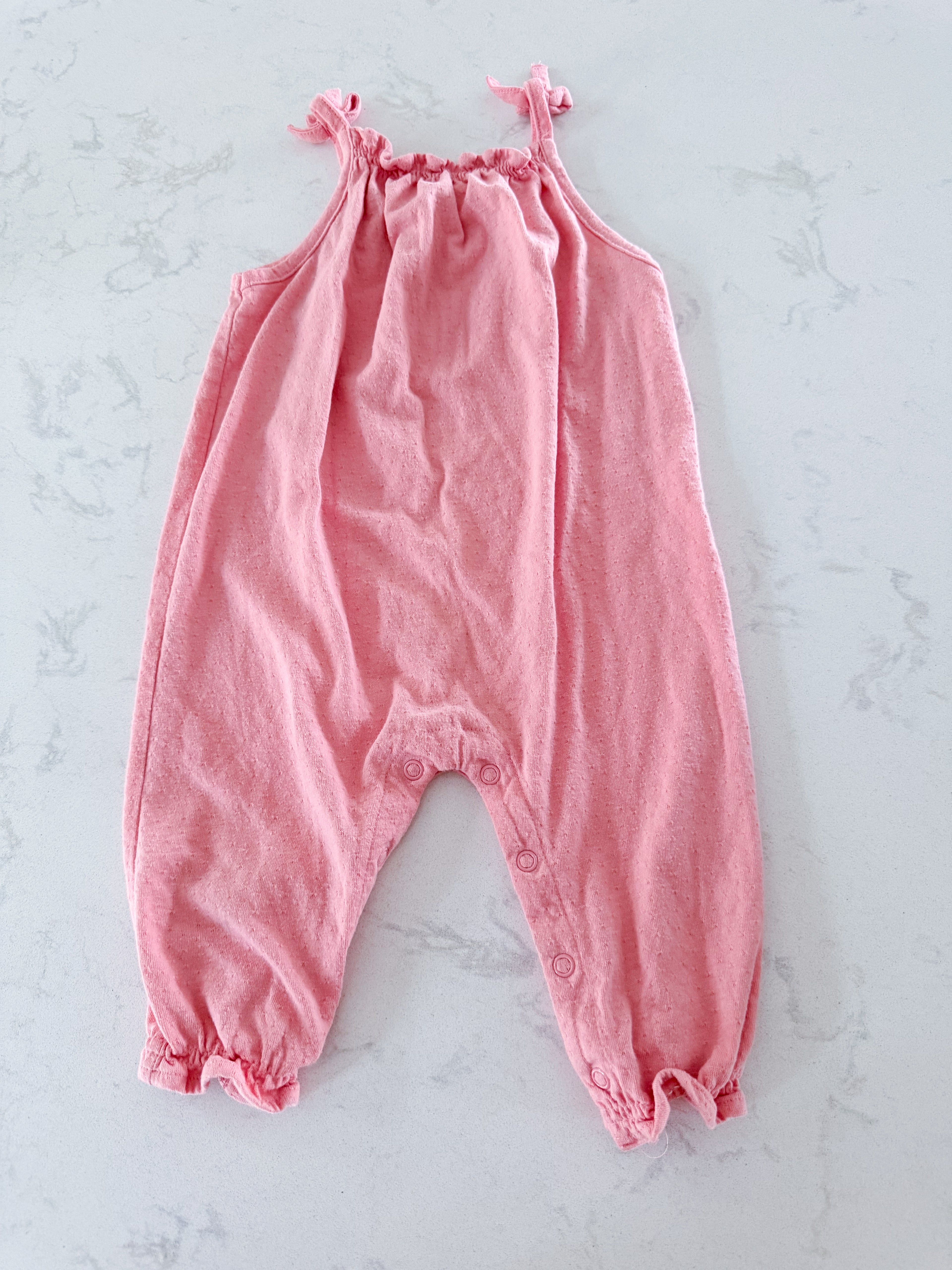 No brand- 6-12m- VGUC- pink tank romper