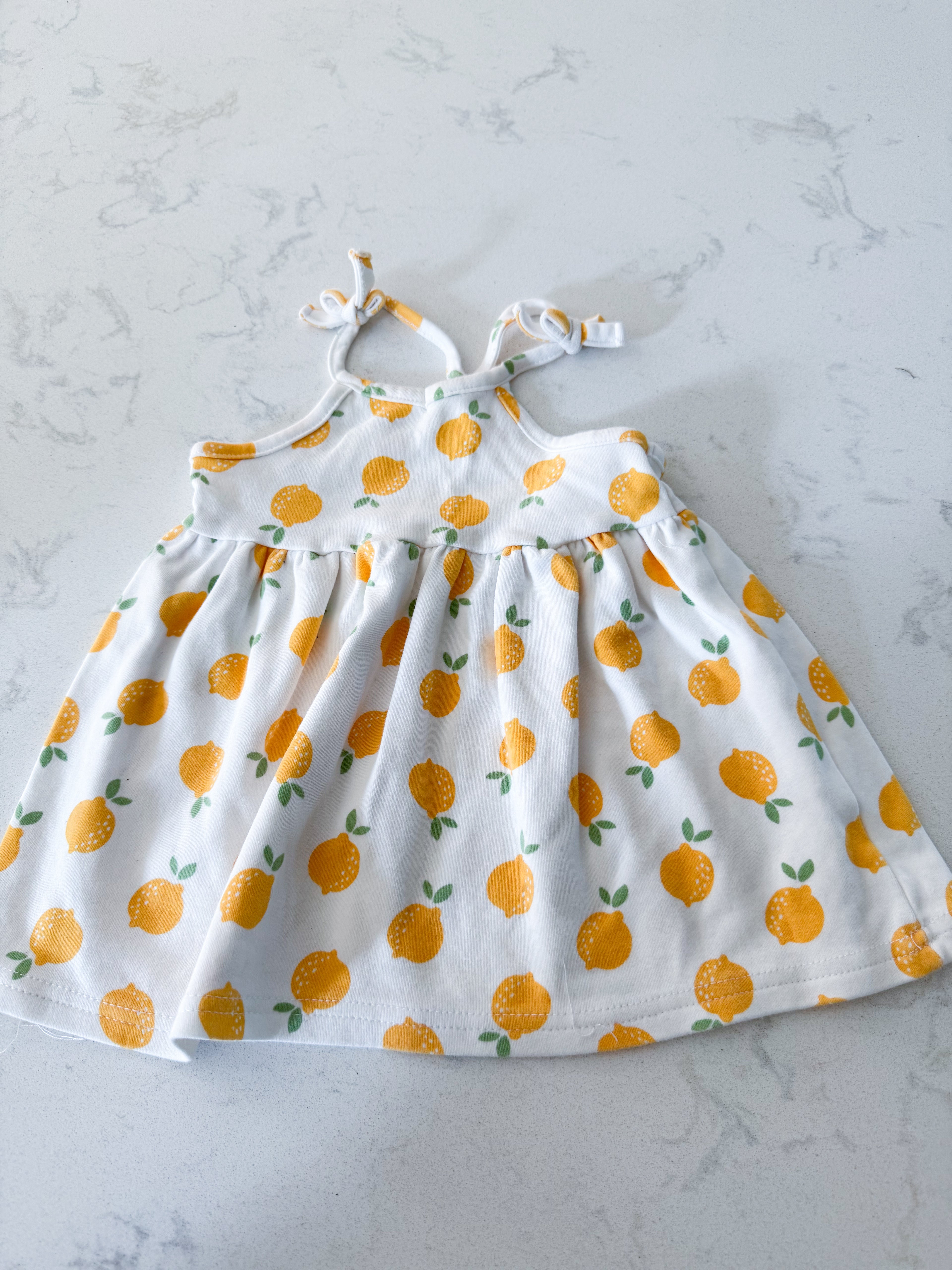 Indigo Baby- 3-6m- VGUC- white tank dress with lemon print