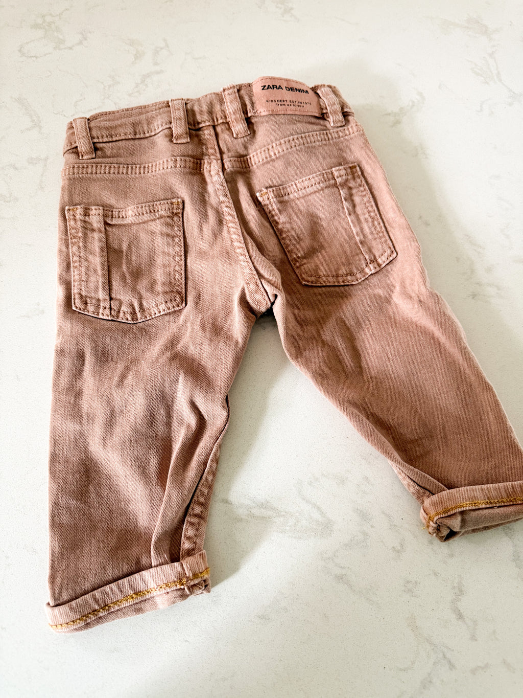 Zara- 6-9m- VGUC- clay coloured jeans