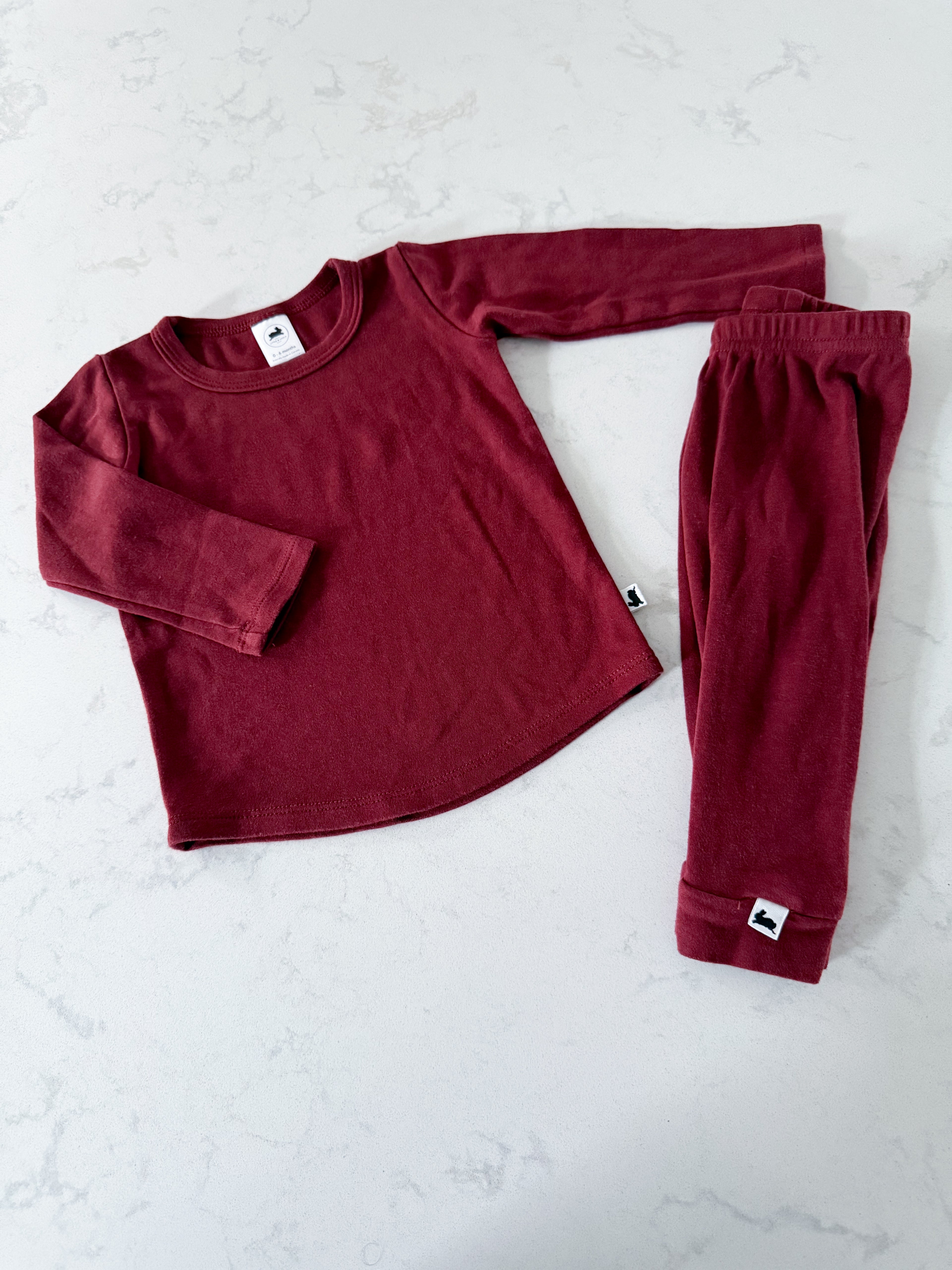 Little and Lively- 0-6m- VGUC- bamboo burgundy two piece matching set