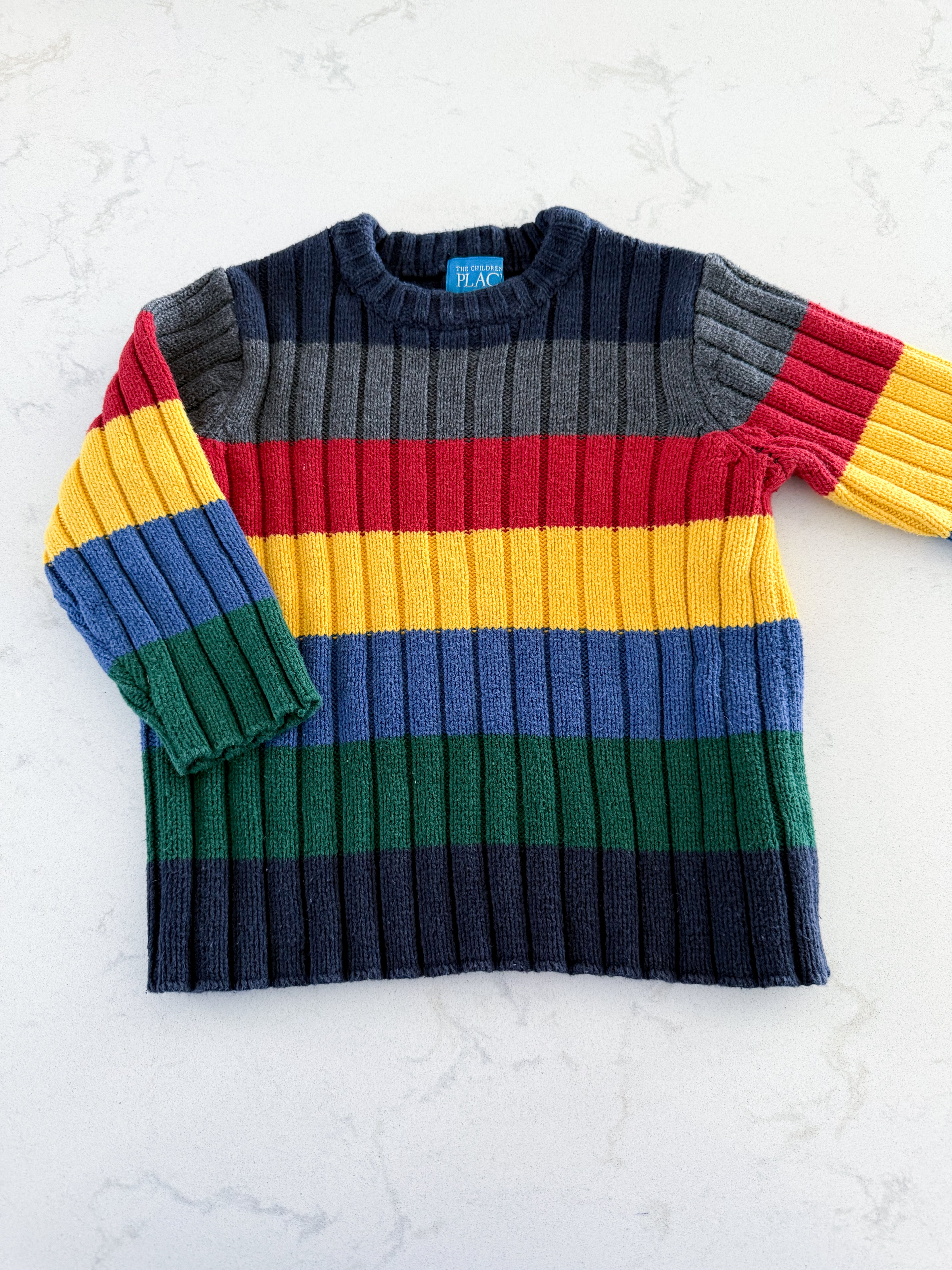 The Children’s Place- 3T- GUC- striped colourful knit ribbed sweater