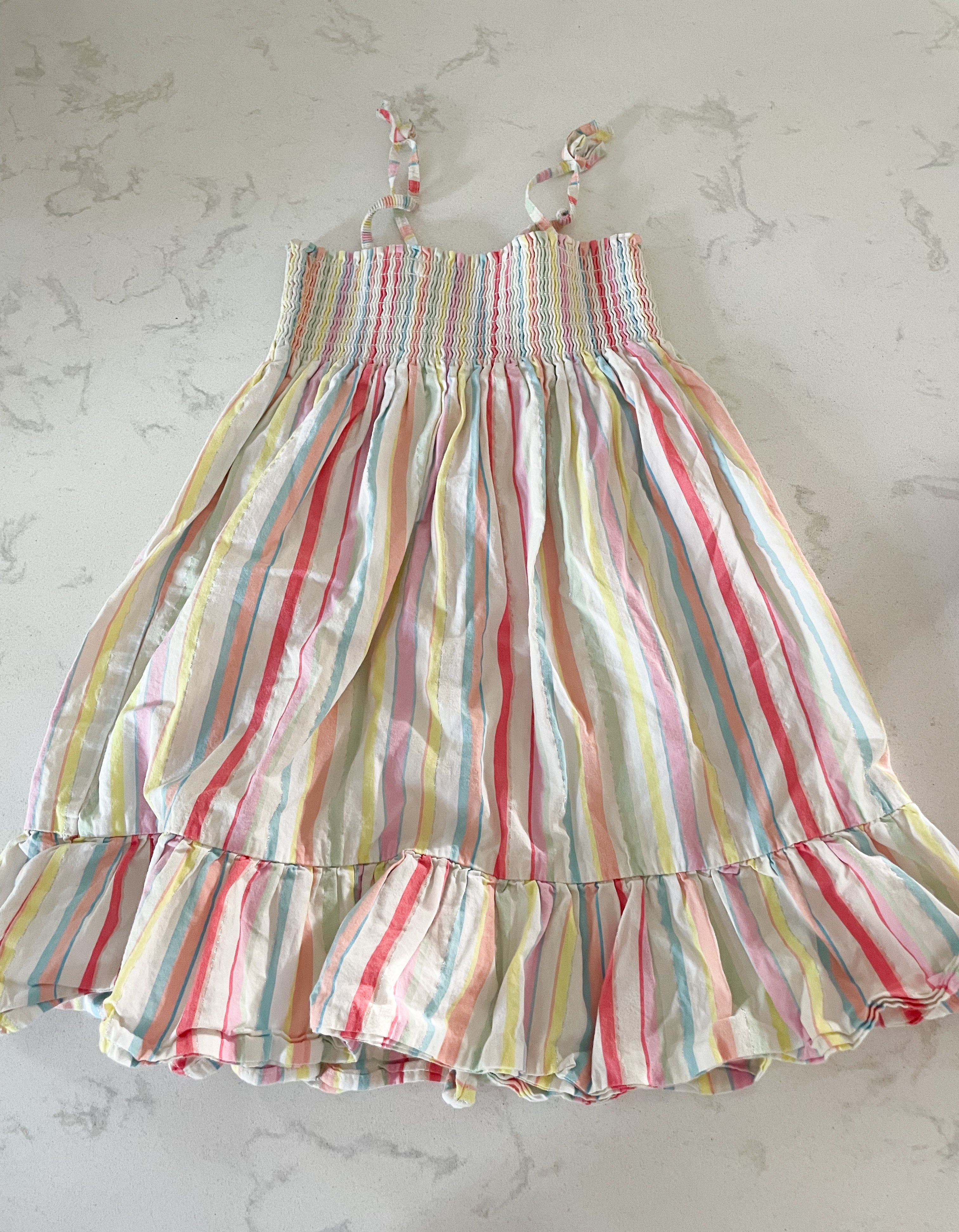 H&M-3/4T-VGUC- rainbow striped tank dress