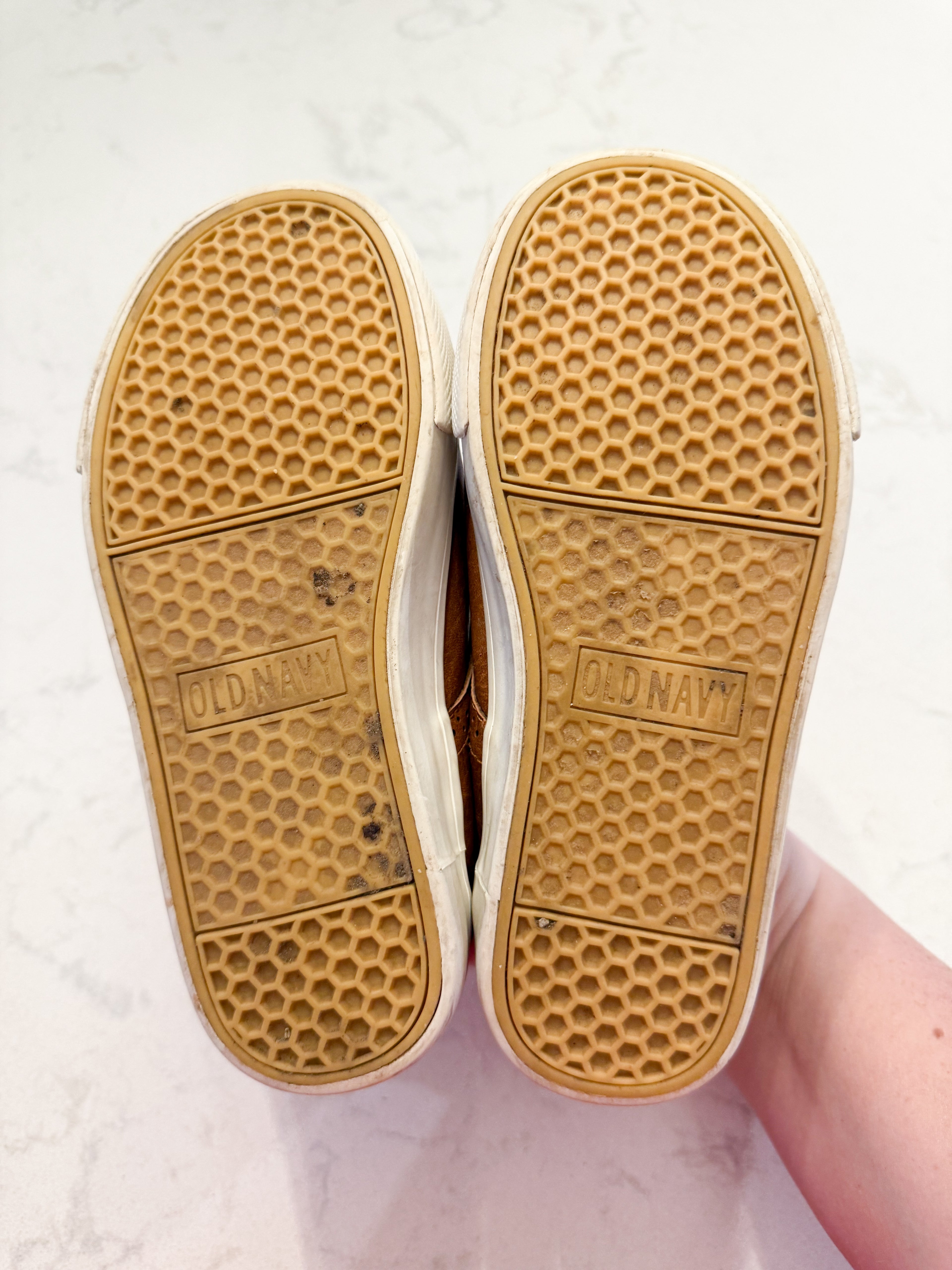 Old Navy- 12C- PLAY- medium brown leather like shoes with dark brown laces
