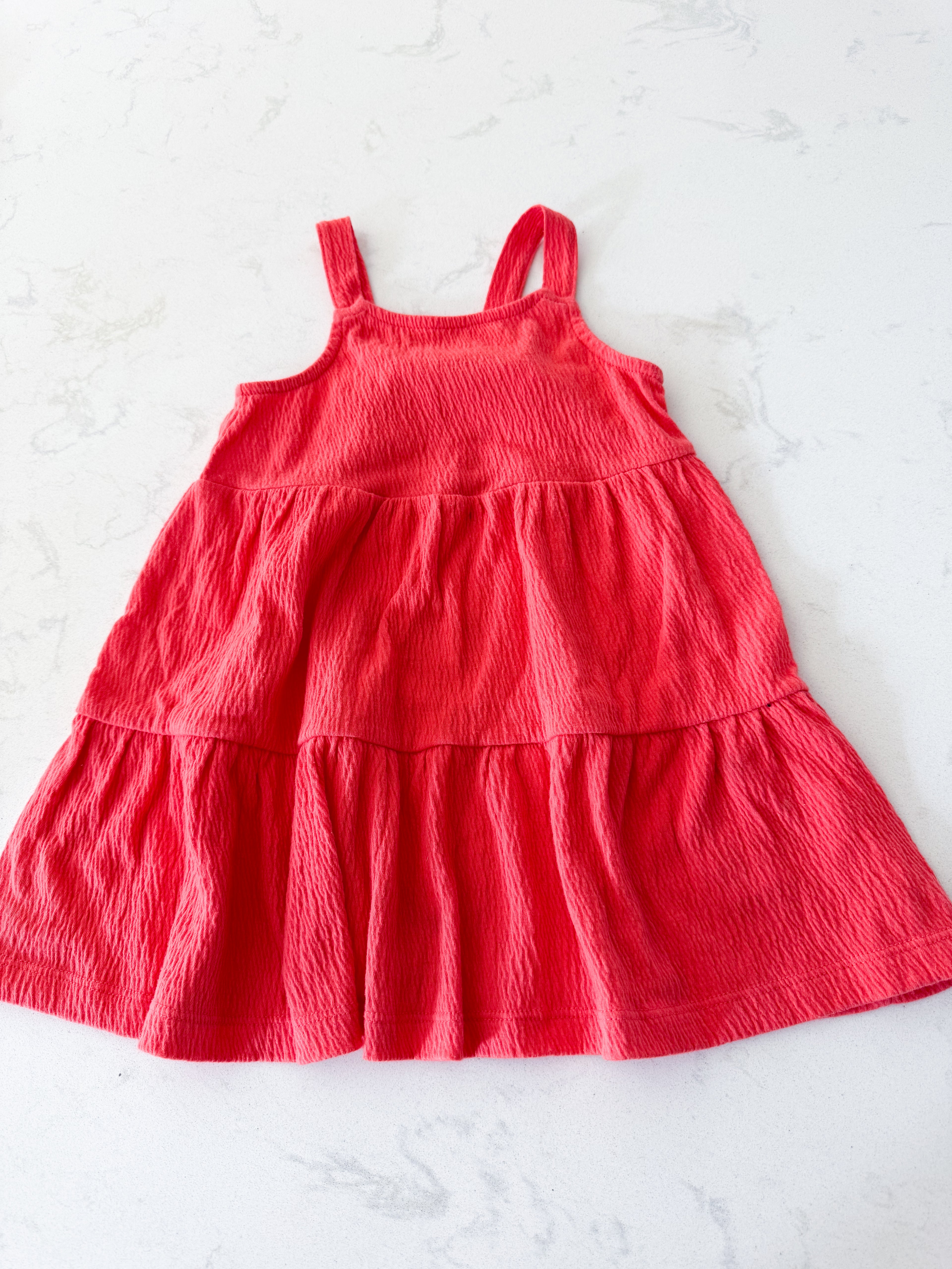 Carters- 2T- PLAY- bright pinkish reddish orange muslin tank dress
