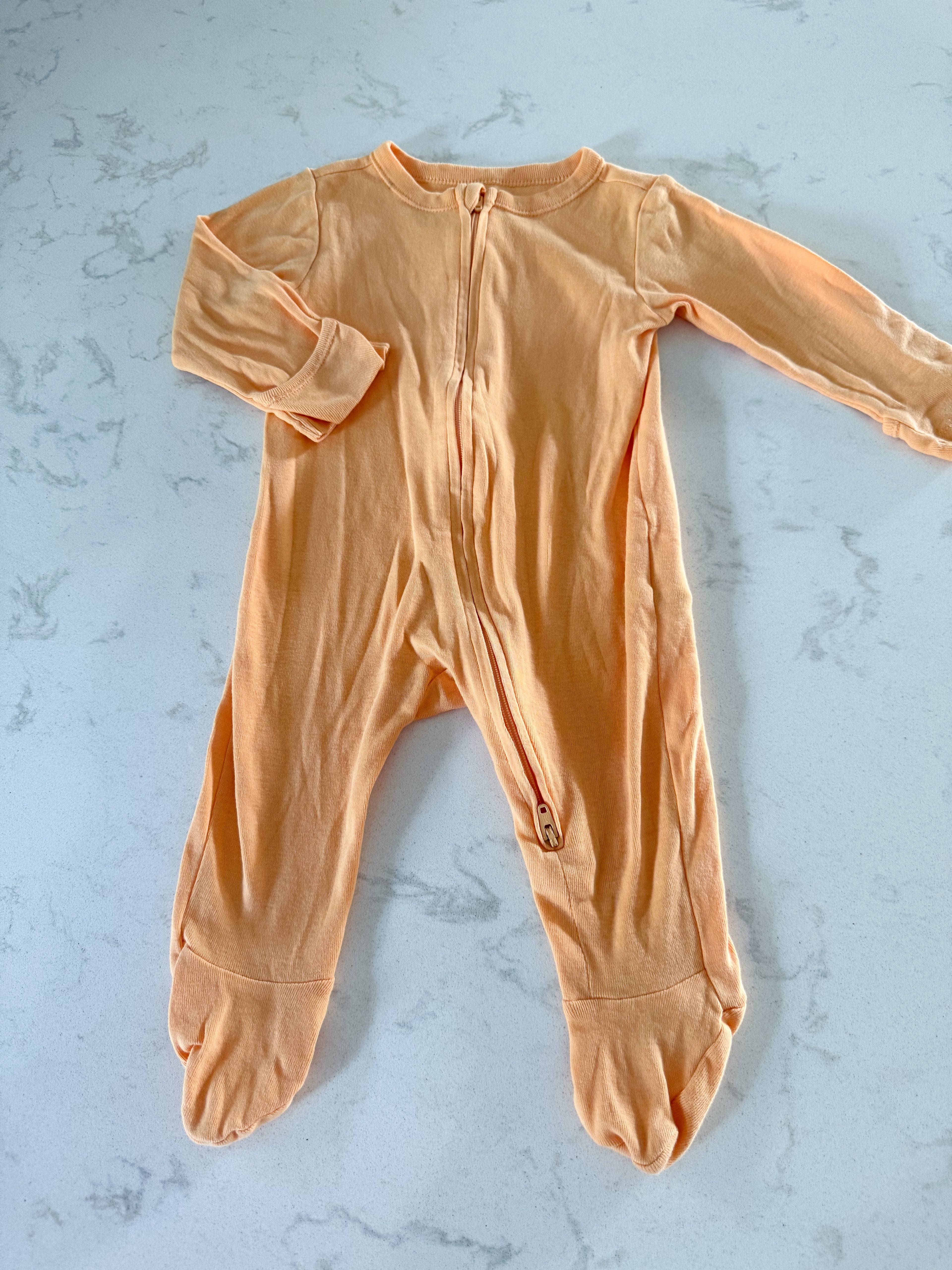 Old Navy- 3-6m- VGUC- might orange footie jammies