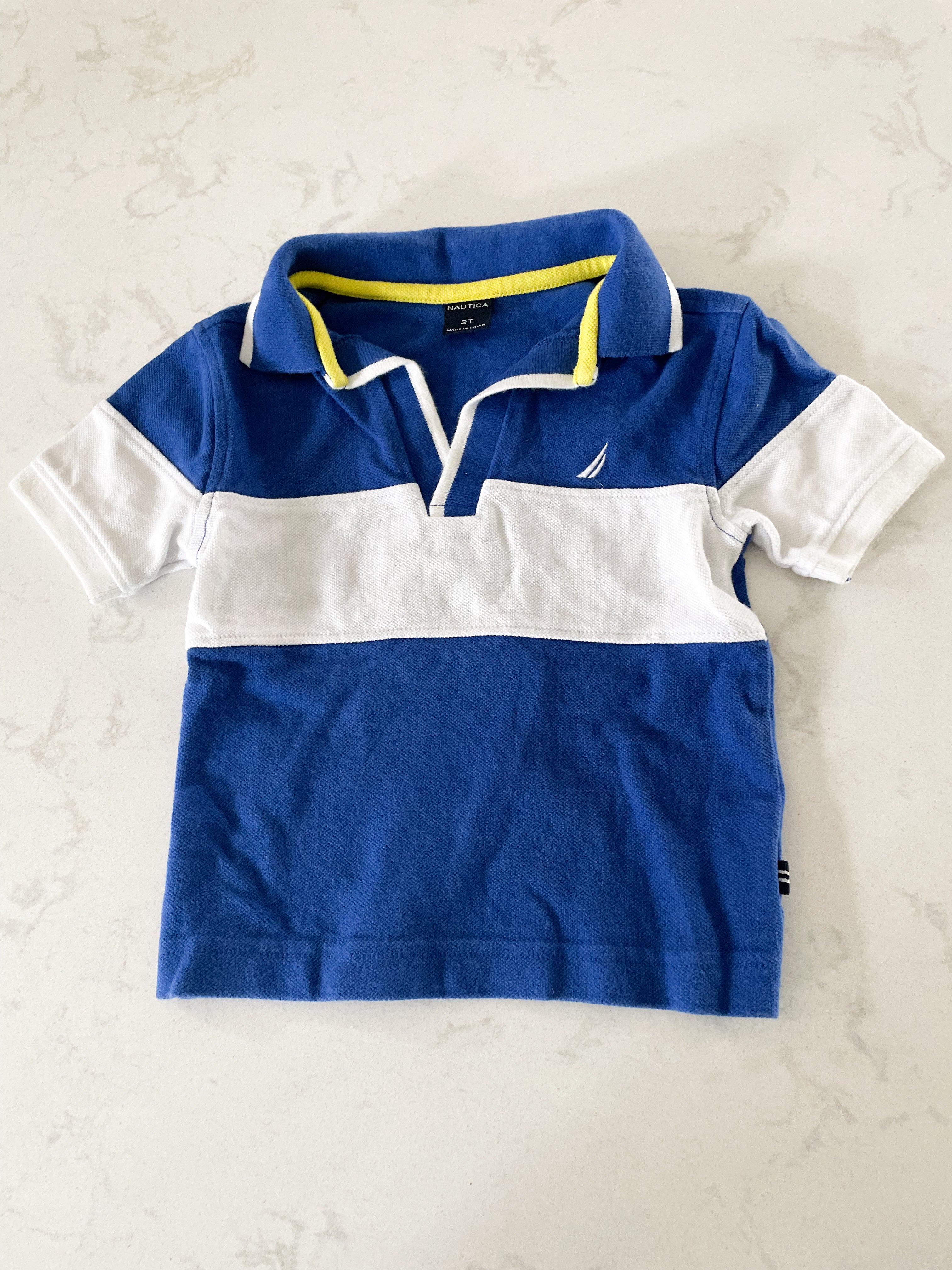 Nautica-2T-GUC- white and blue polo