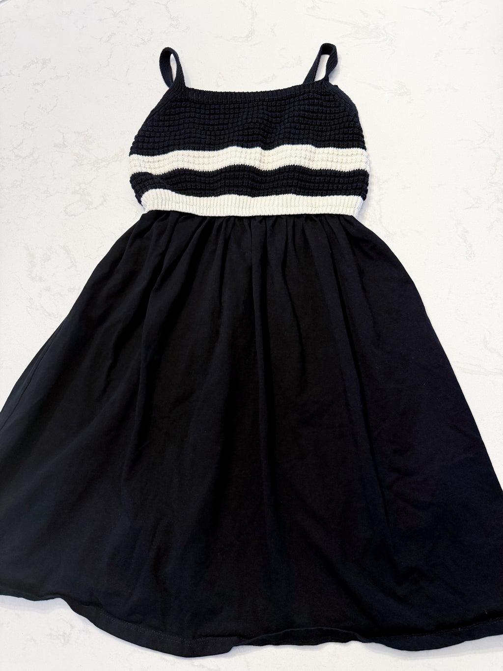 Zara- 13-14Y- VGUC- black and white knit dress with cotton skirt