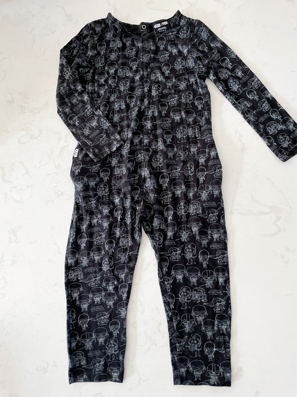 Smash+Tess- 6-7Y- GUC- black bamboo Star Wars romper