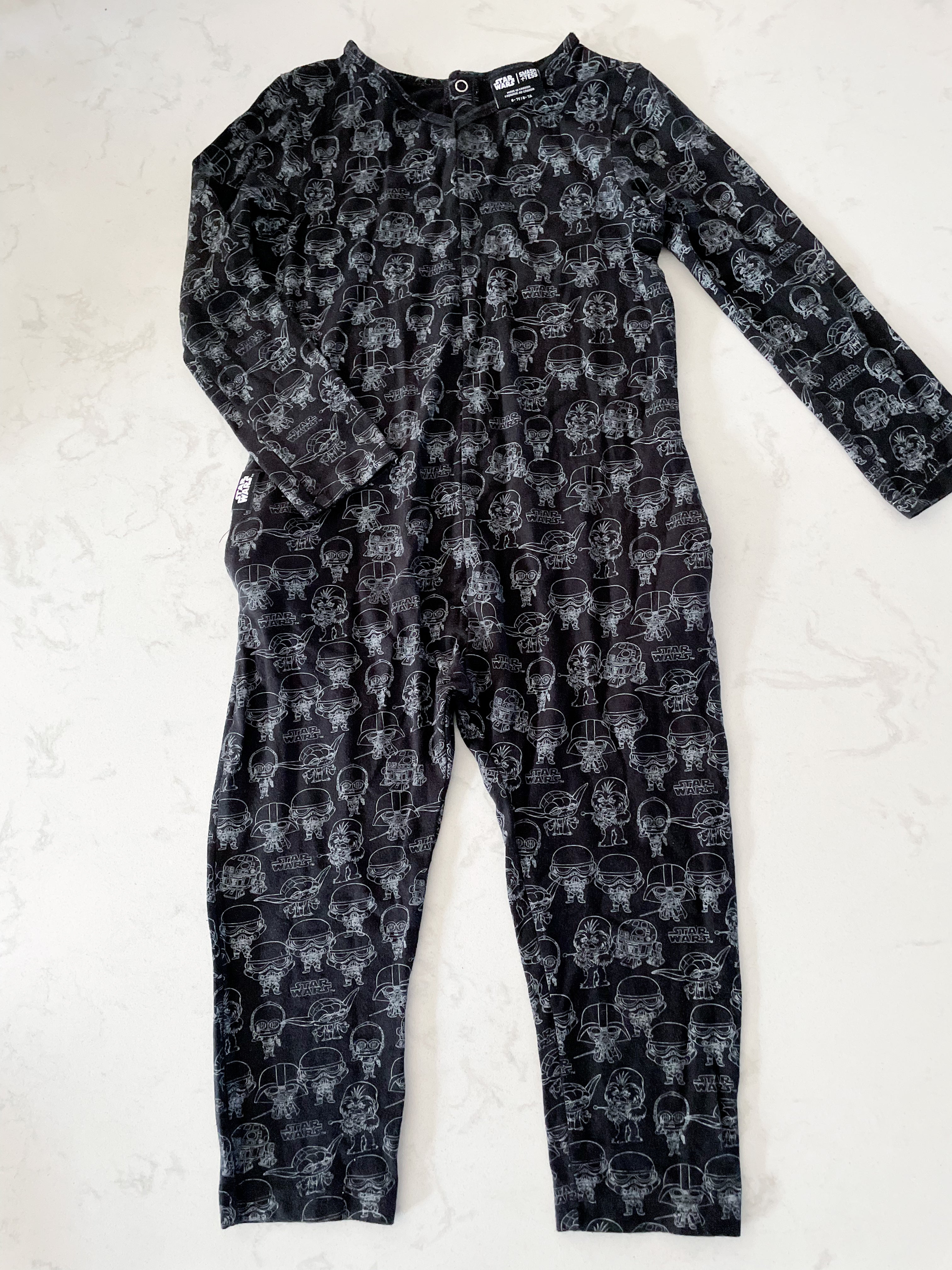Smash+Tess- 6-7Y- GUC- black bamboo Star Wars romper