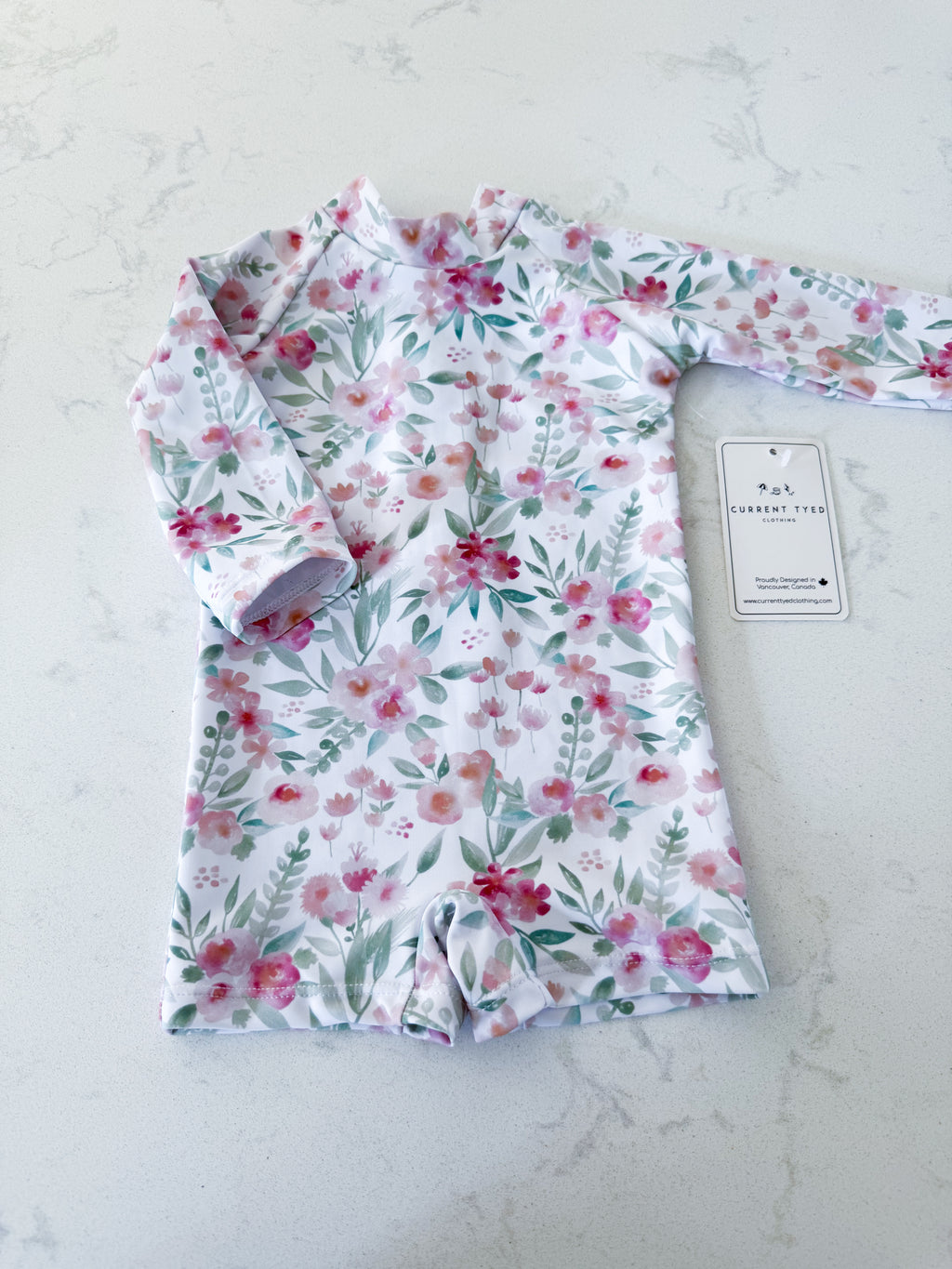 Current Tyed- 3m- BNWT- white swim suit with pink florals