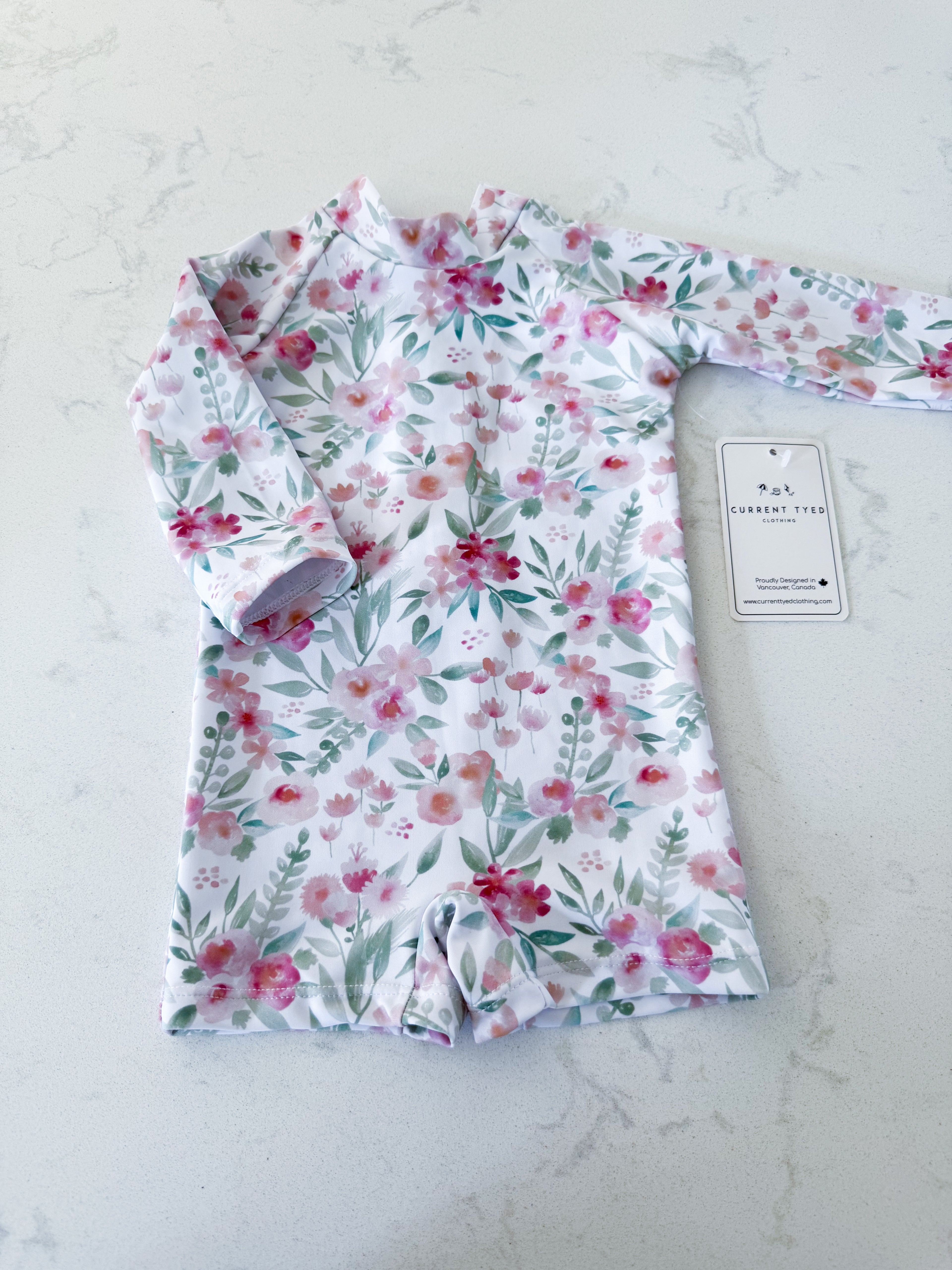 Current Tyed- 3m- BNWT- white swim suit with pink florals