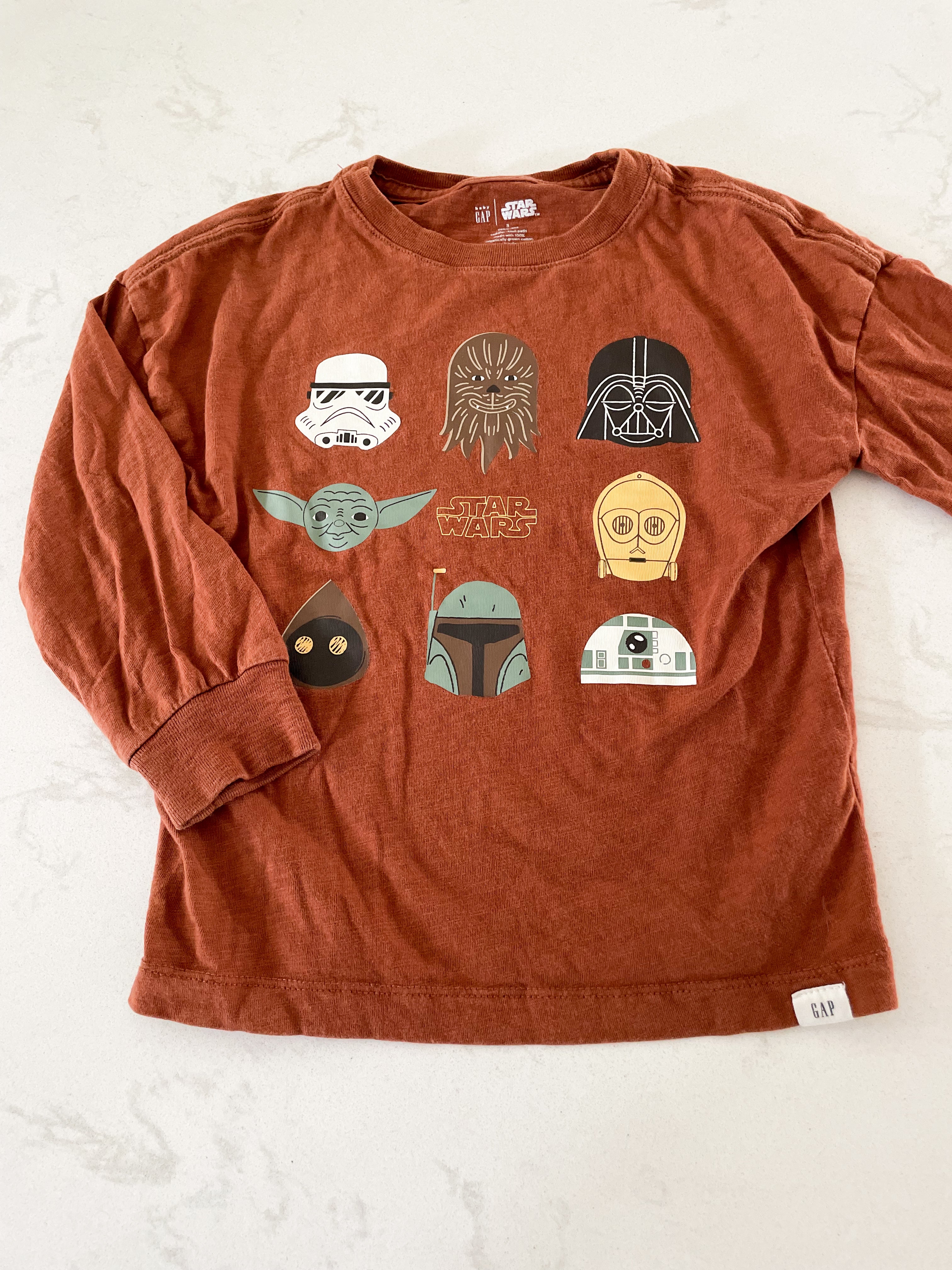 Gap- 3T- long sleeve rust brown Star Wars shirt