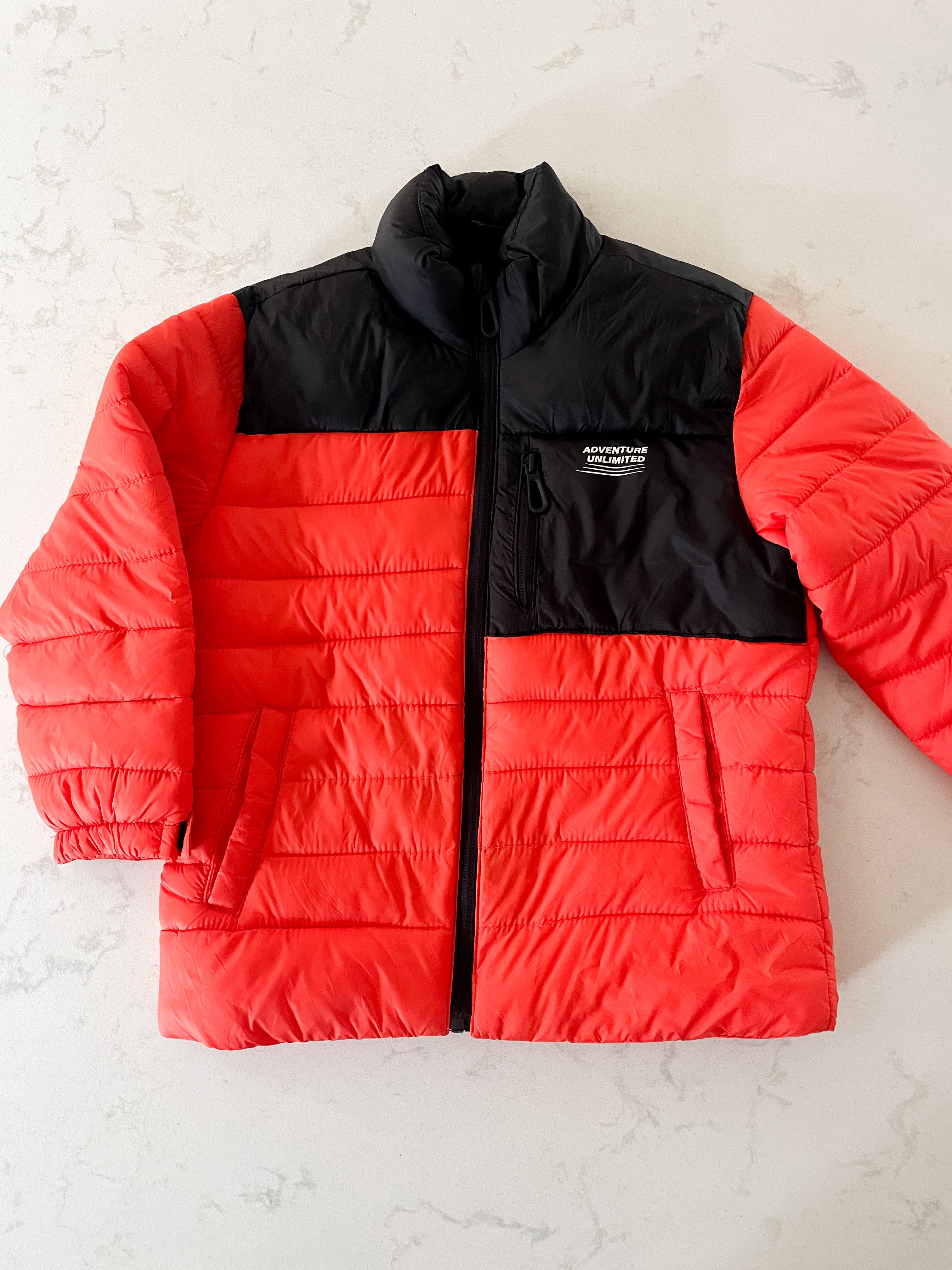 Zara- 6Y- VGUC- orange and black puffer jacket