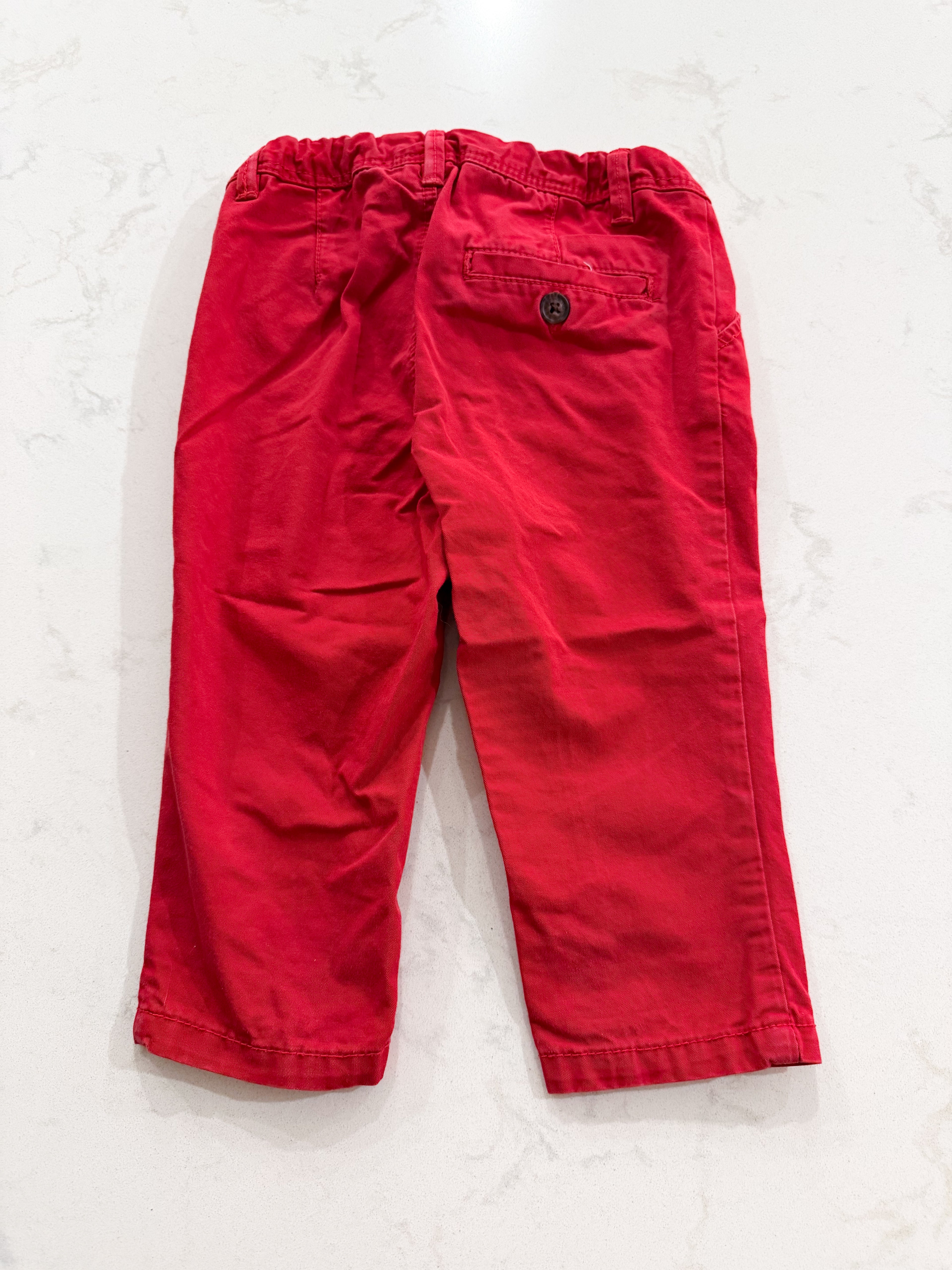 H&M- 6-9m- GUC- red khaki pants