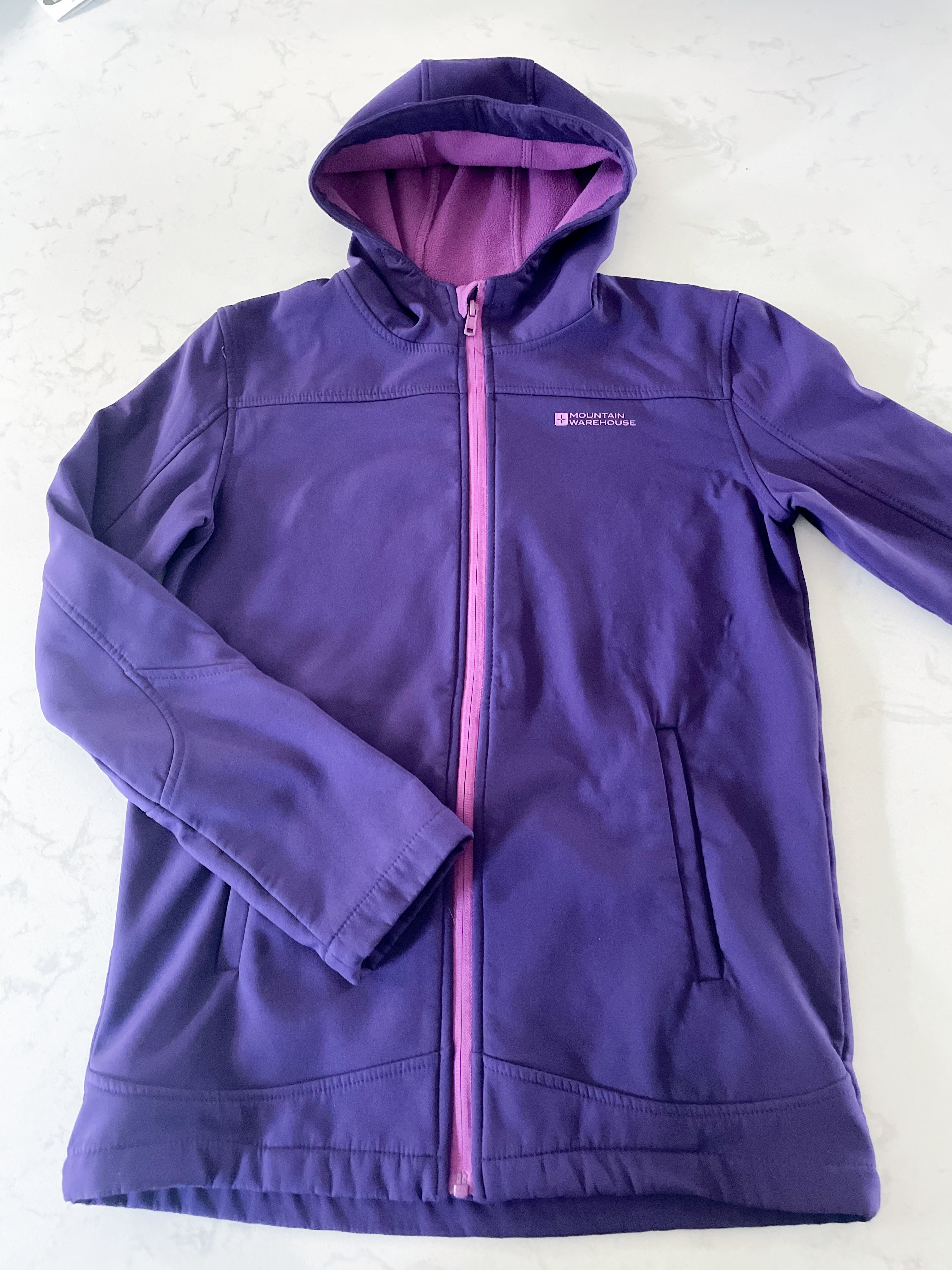 Mountain Warehouse-13Y-VGUC- purple soft shell jacket with fleece lining