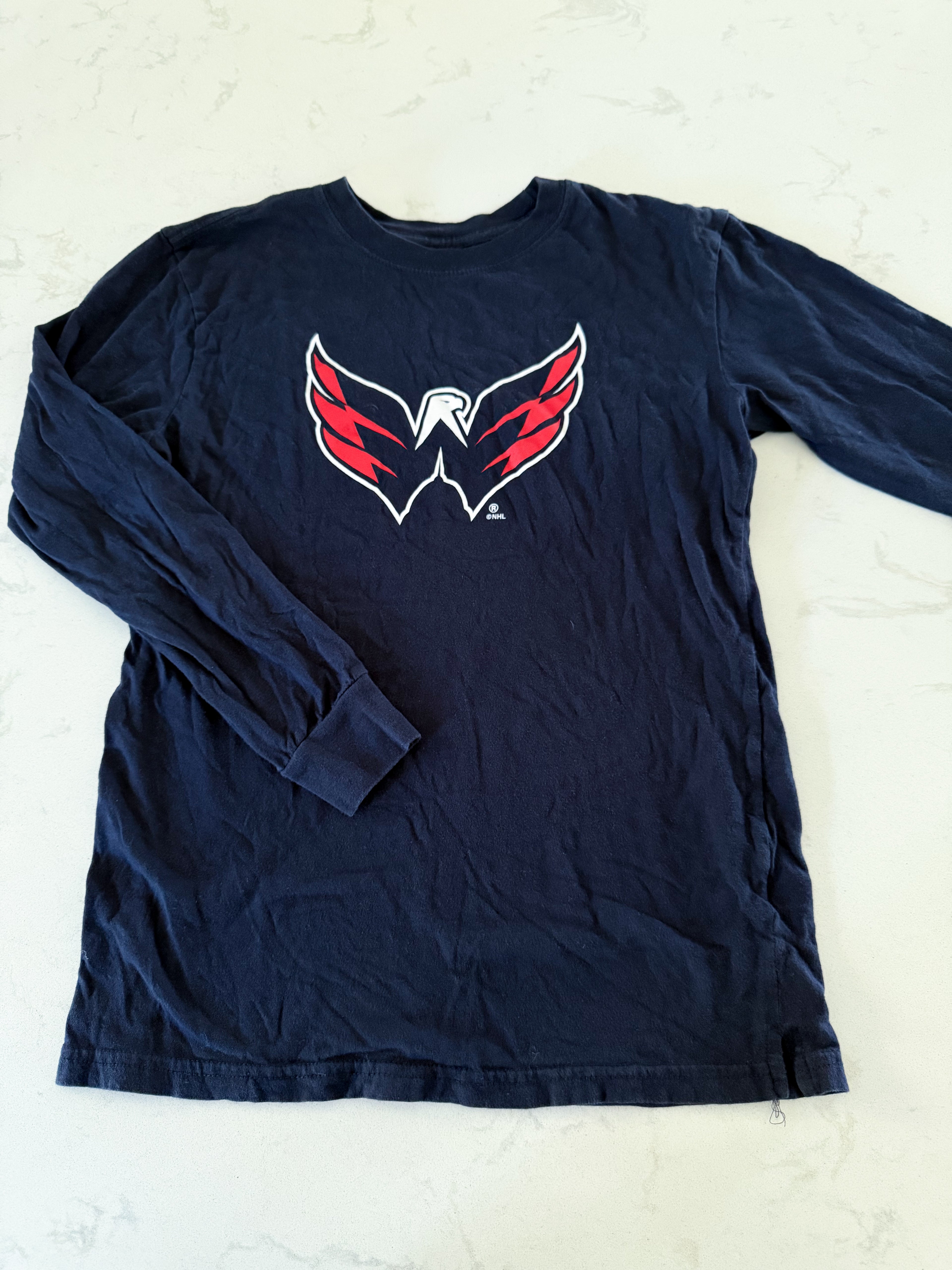 Reebok - 10-12Y- GUC- long sleeve navy Washington Capitals shirt