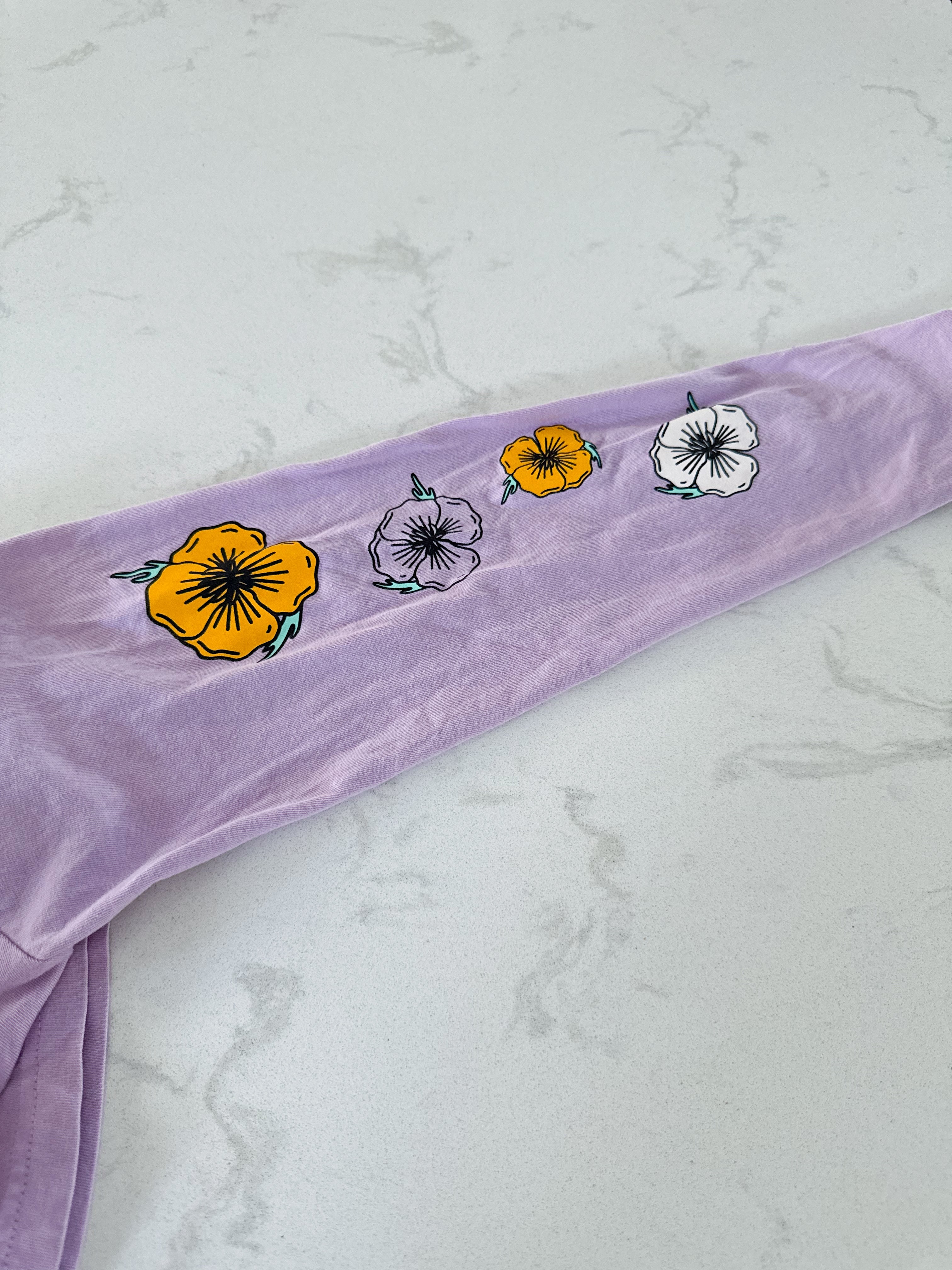 The North Face- 10Y- VGUC- long sleeve floral purple shirt