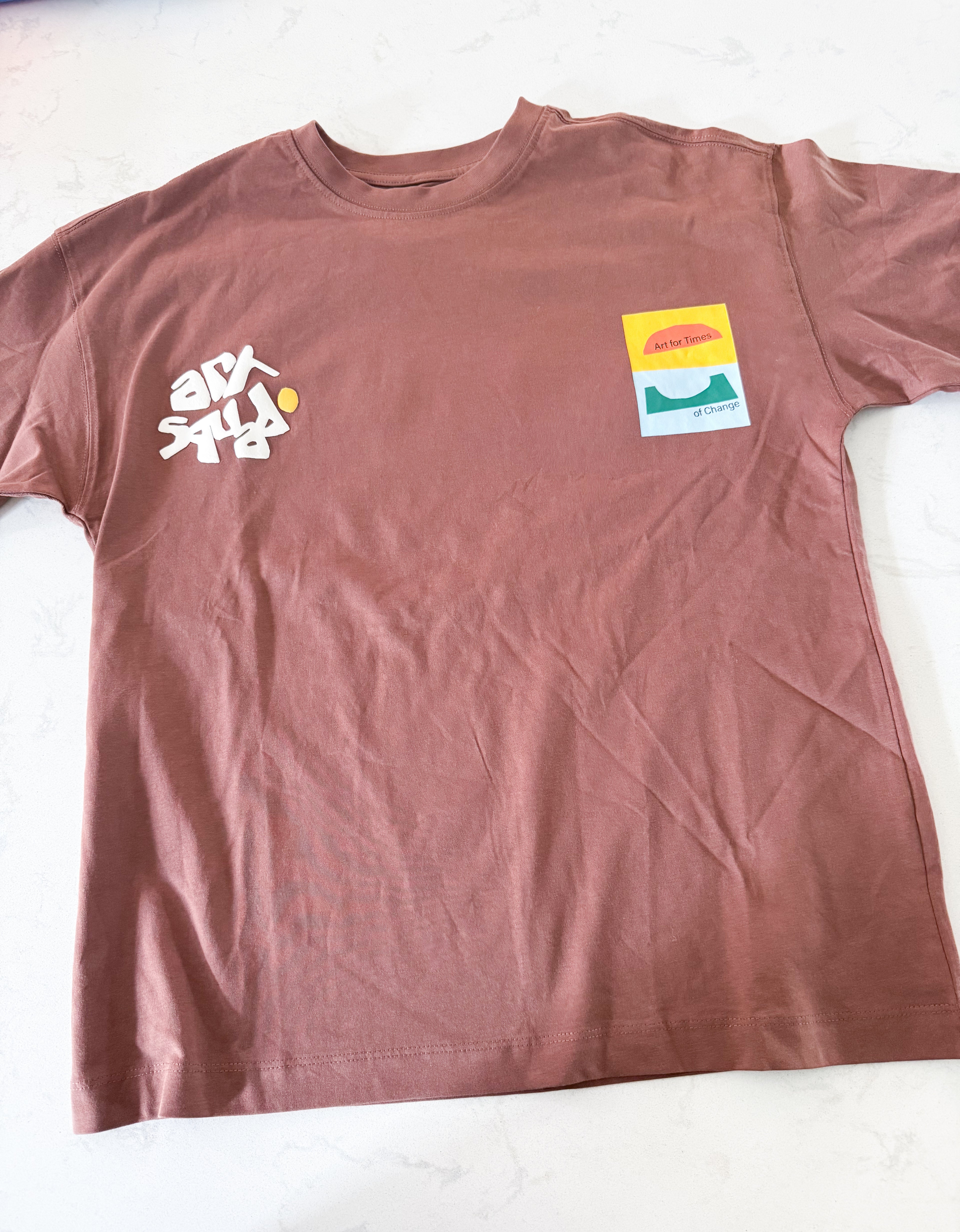 Zara- 11-12Y- VGUC- brown t shirt with funky graphics