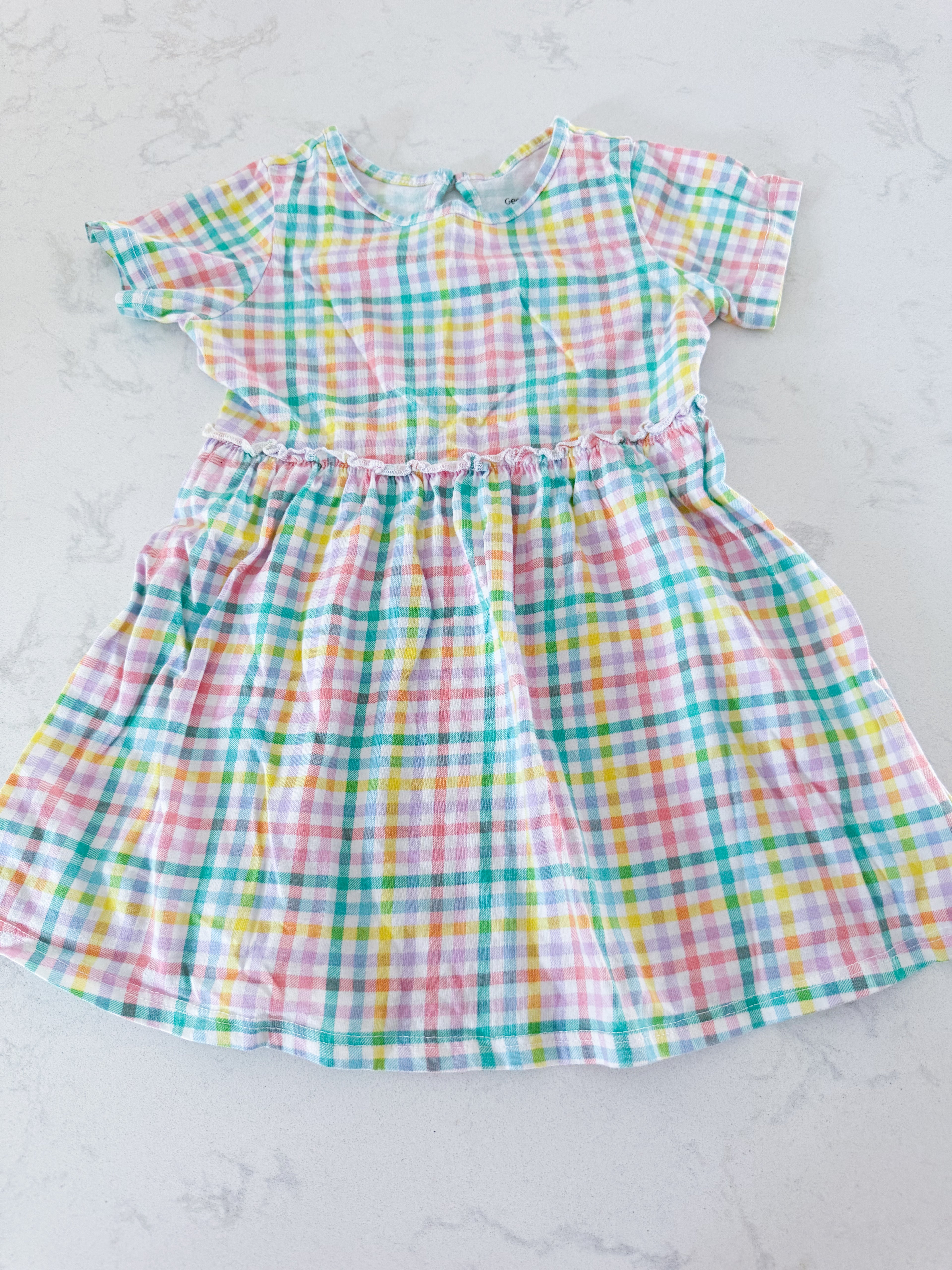 George- 18-24m- VGUC- Easter coloured plaid short sleeve dress